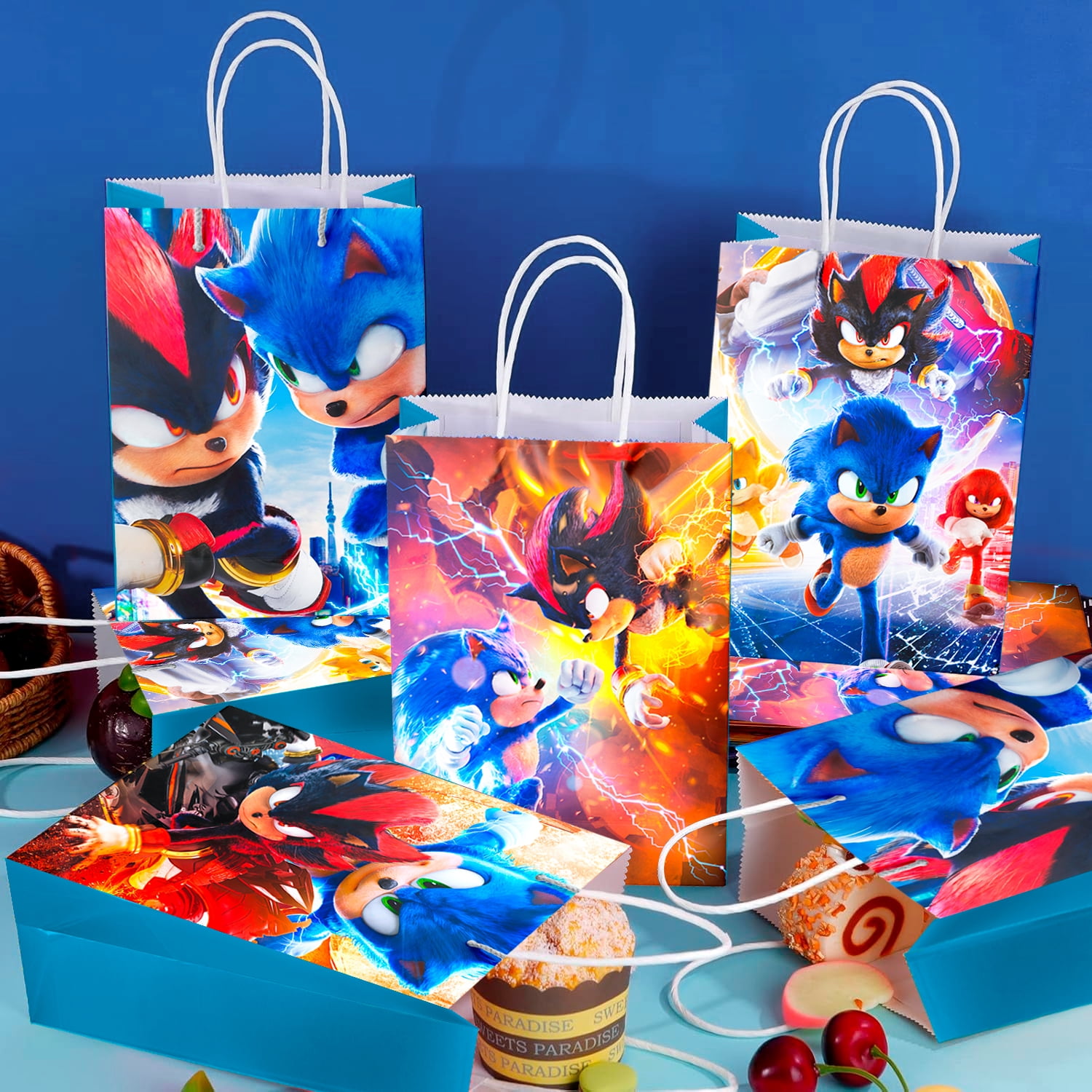 Jowpytelovly Sonic Party Favor Bags, Themed Gift Bags for Kids Birthday Decorations (16 Pack) snhfc
