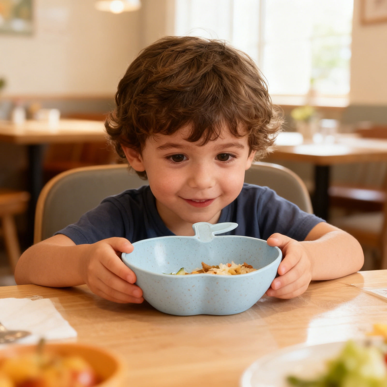 WEGFTDUOP Cute-Shaped Kids Bowl, Durable BPA-Free Tableware for Toddlers and Daily Meals (Blue, 1 Pack) 8bseo