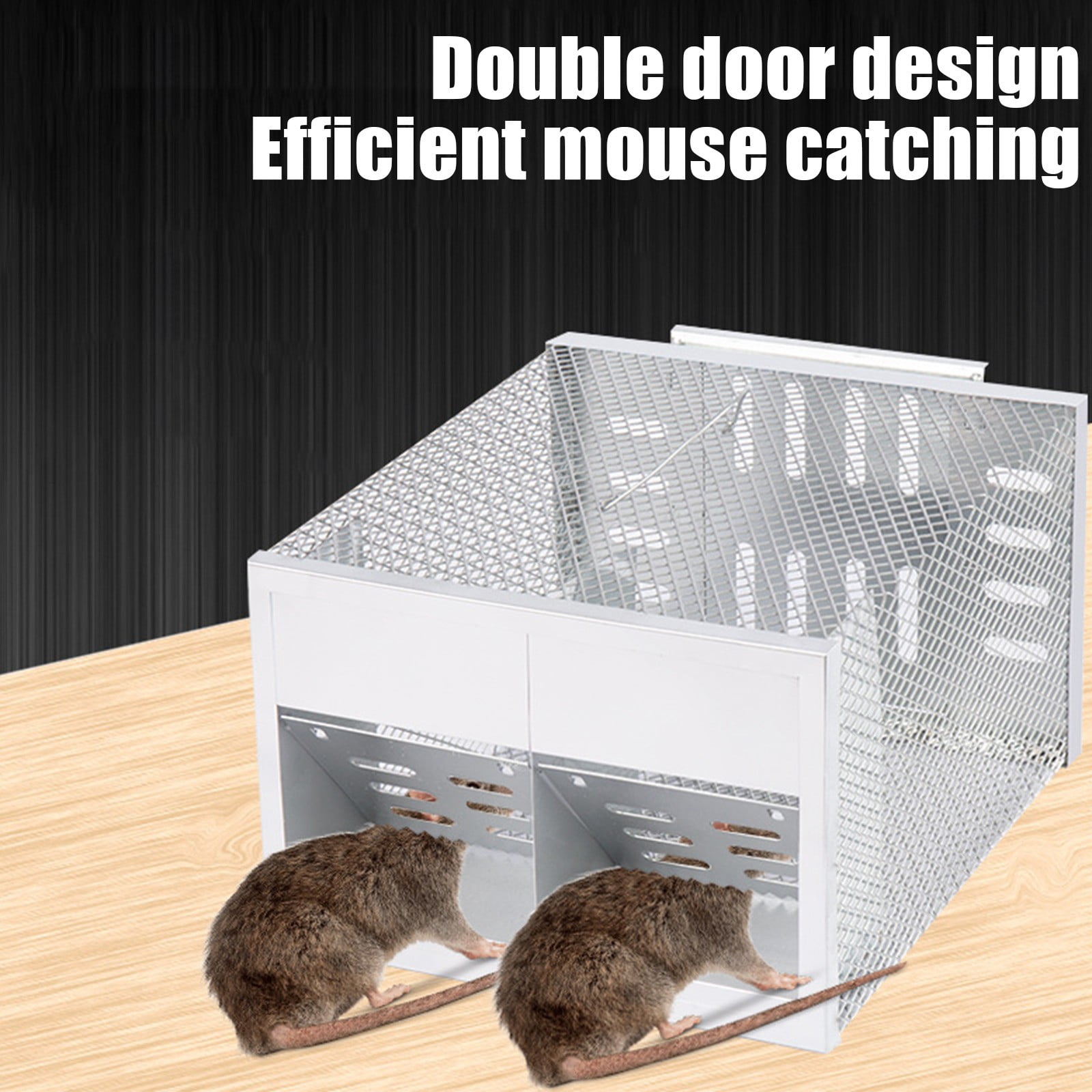 LINMOUA Humane Live Animal Trap Cage, Double Opening One-Way Door for Rodents, Chipmunks, and Small Mice (12 in x 9 in x 6 in) ddwip