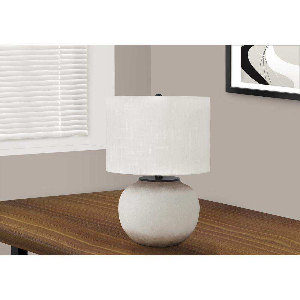 Monarch Specialties Modern Table Lamp with Cream Ceramic Base and Ivory Fabric Shade (21 in. H) xen7c