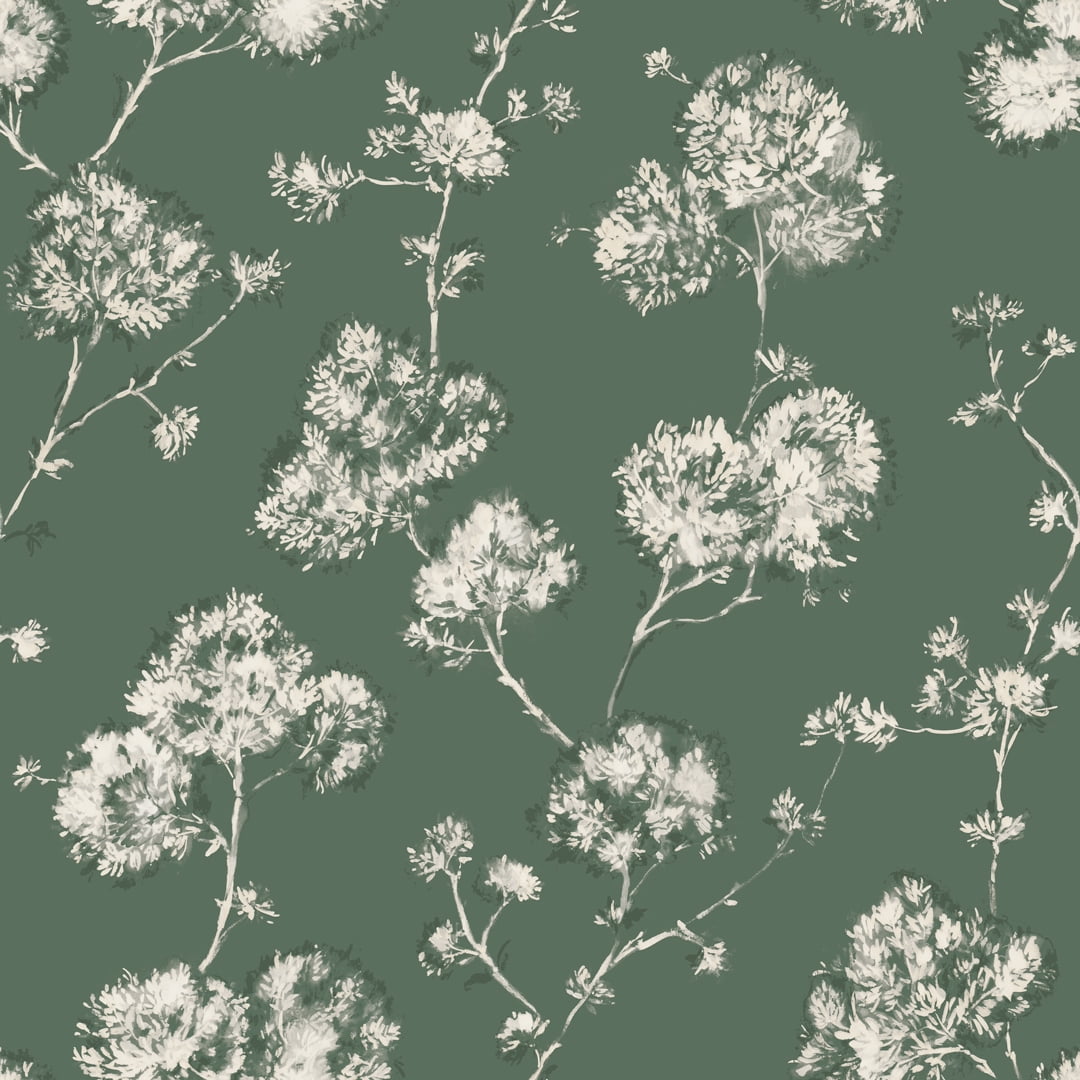 Mainstays Sage Green Bleached Floral Peel and Stick Wallpaper (Sage Green, 13.35 sq. ft.) iok6b