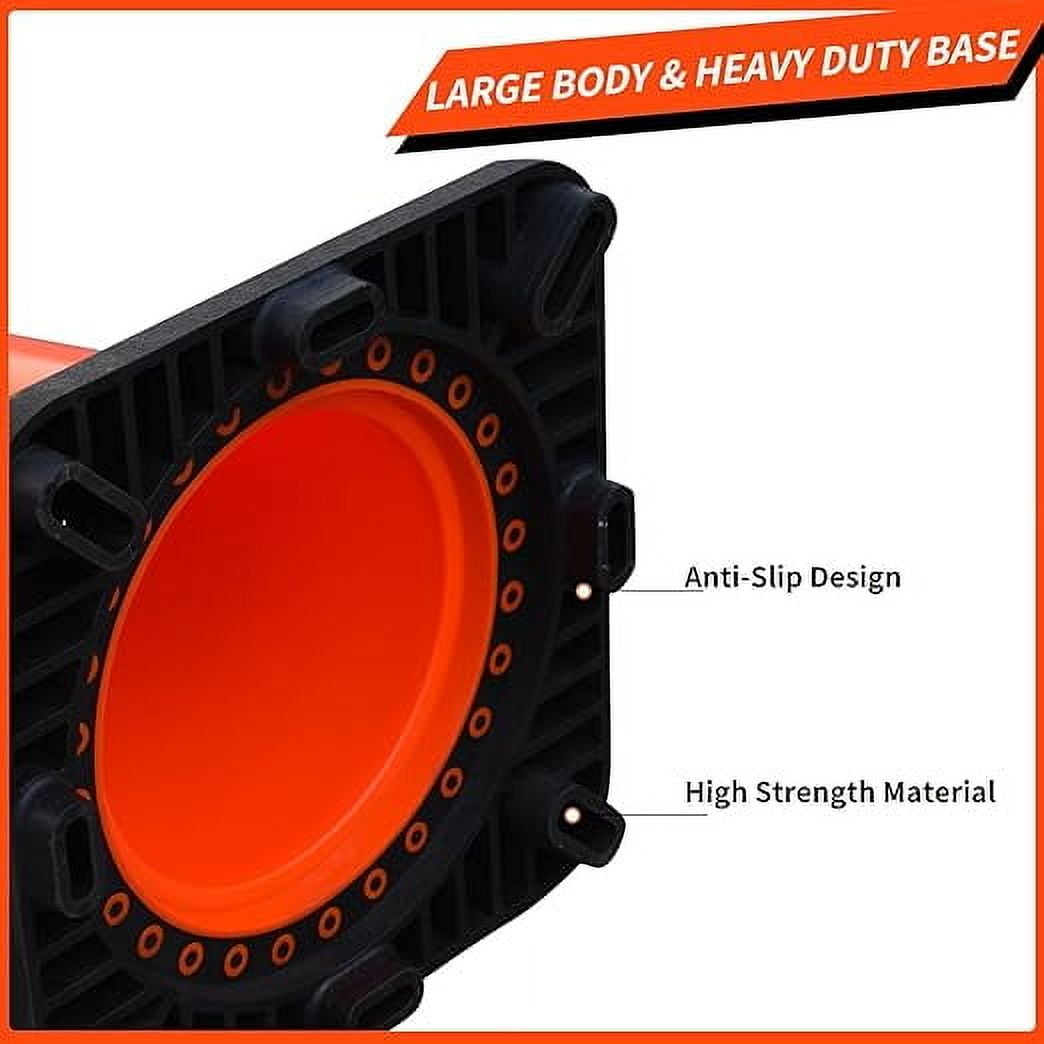 BESEA 36 in PVC Traffic Safety Cones, High-Visibility Reflective Road Markers for Construction and Parking (Orange, 6 Pack) fq1y1 - Image 3