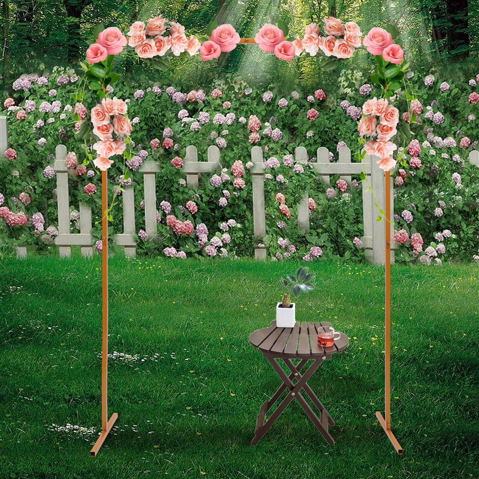Unbranded Gold Rectangular Wedding Arch Stand for Balloon and Flower Backdrop Decor (6.6 ft) 6mhyi