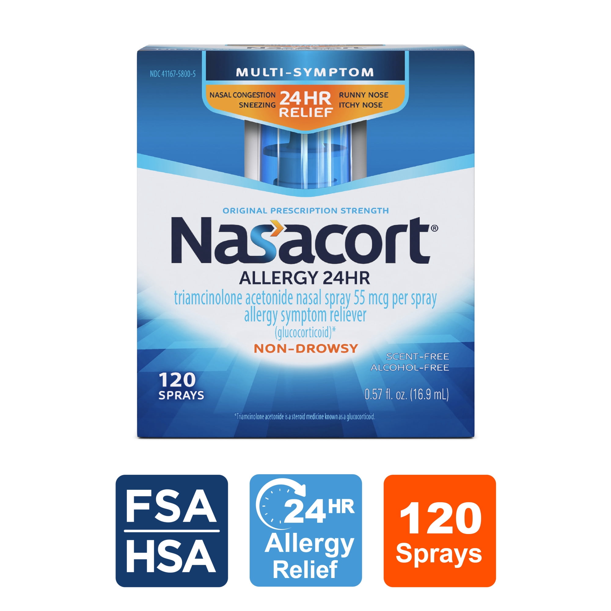 Nasacort Allergy Nasal Spray for Adults, Non-Drowsy Relief for Congestion and Sneezing (0.57 fl oz) d5e3r