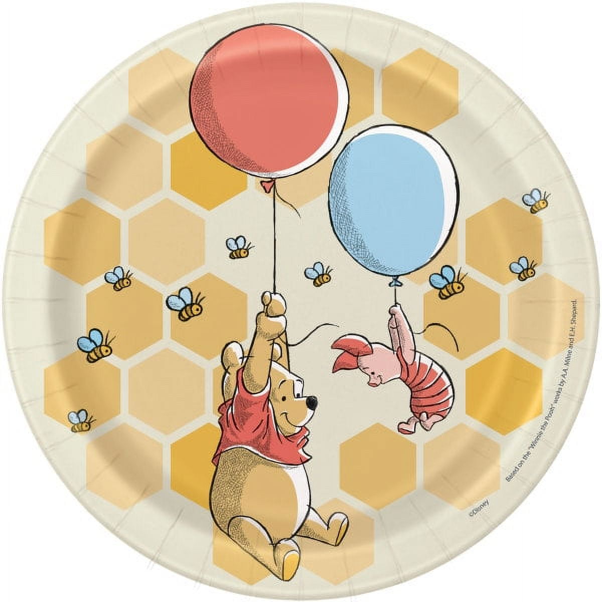 Unique Winnie the Pooh Party Supplies Set (16 Dessert Plates, 16 Napkins, Table Cover, Banner, Stickers) q97lc