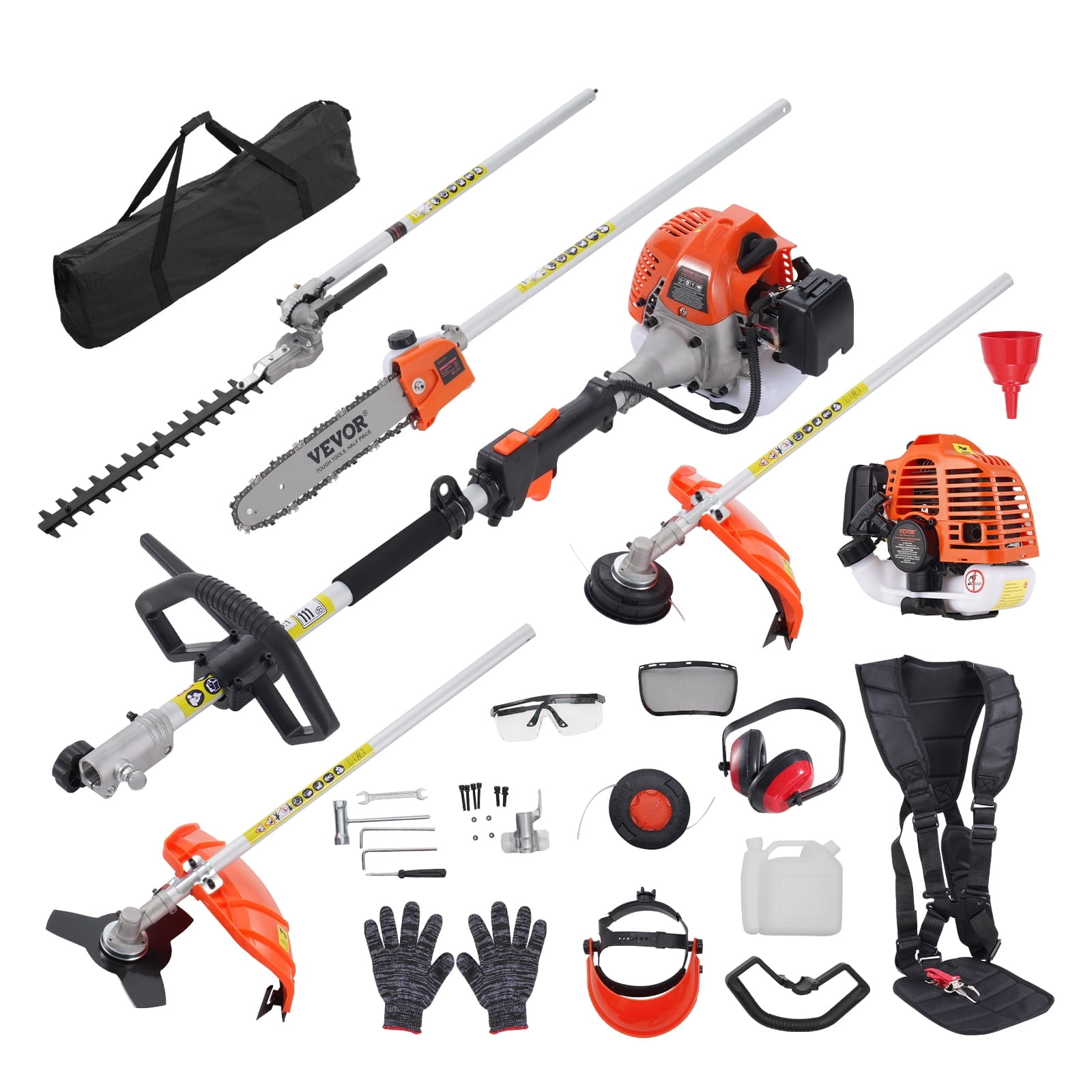 VEVOR 26CC 5-in-1 Gas Multi-Tool System, Hedge Trimmer, Pole Saw, String Trimmer, Edger, and Brush Cutter (1 Unit) b7yo3