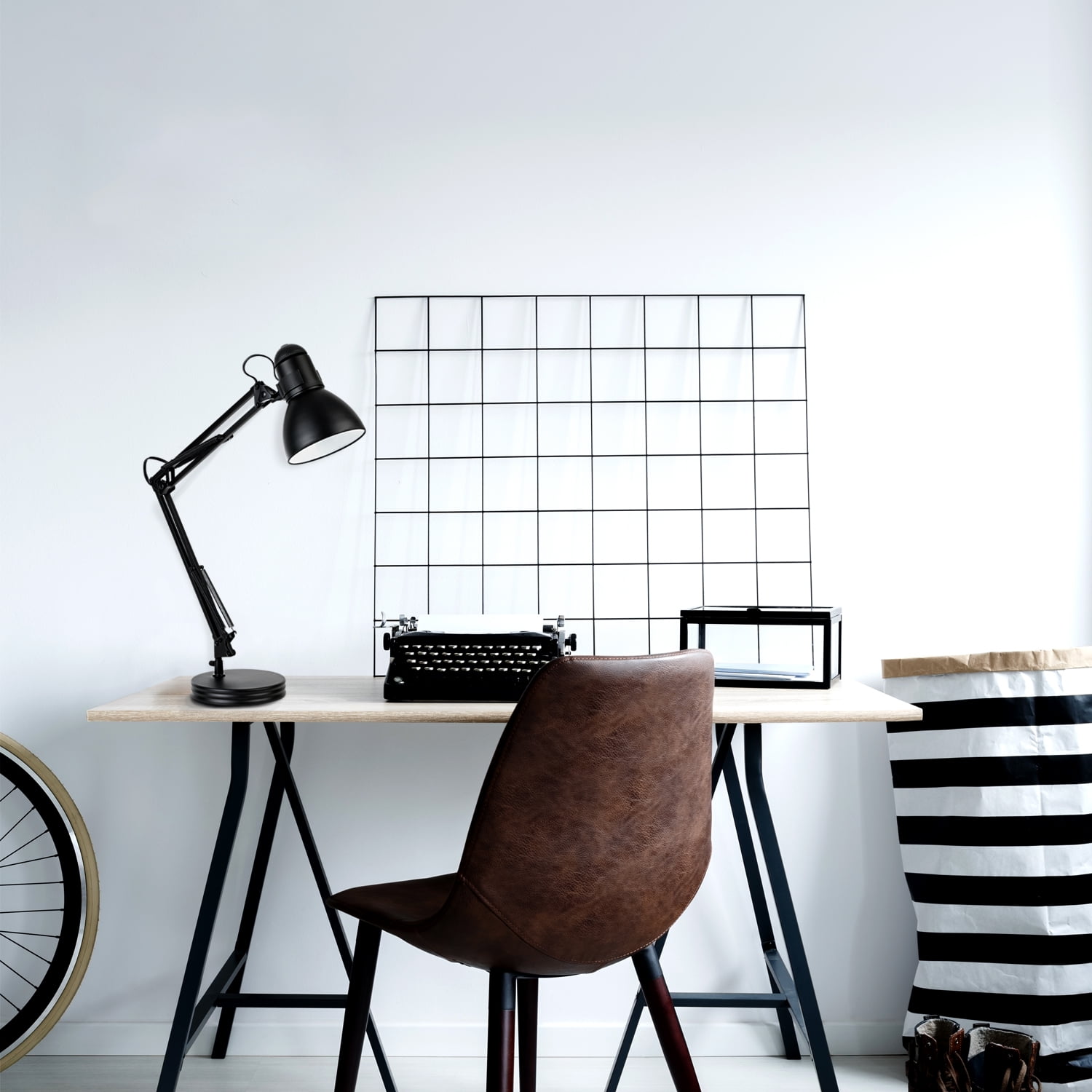 Globe Electric Architect Swing Arm Desk Lamp, Adjustable Heavy Base Task Light (Black, 28 in) zyezs