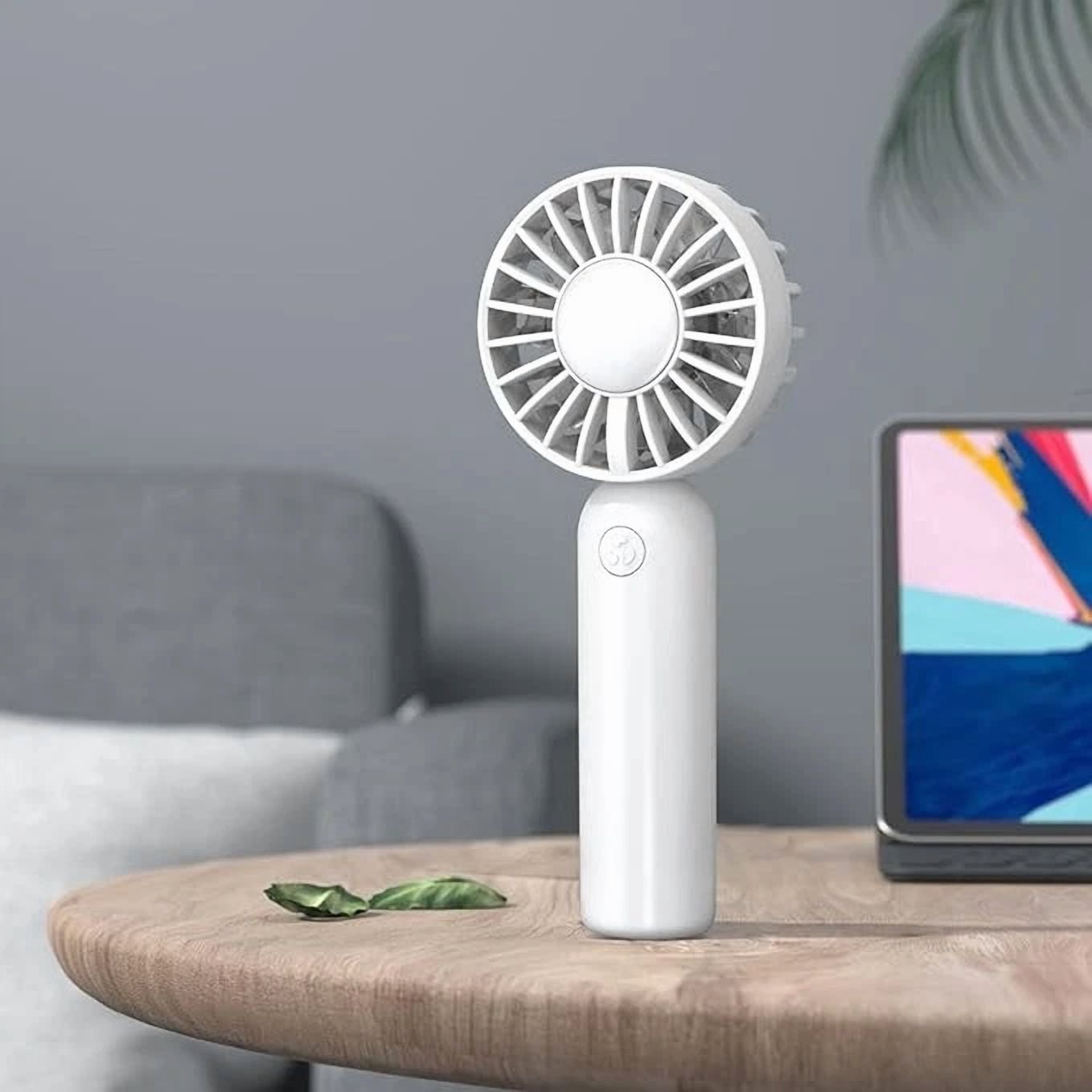 VAULT Handheld Fan Rechargeable Mini Portable Cooling Fan (White, 6 in) fkeif