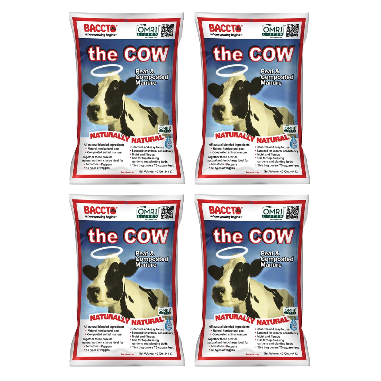 Michigan Peat Wholly Cow Horticultural Compost and Manure (40 qt, 4 Pack) qtcmz