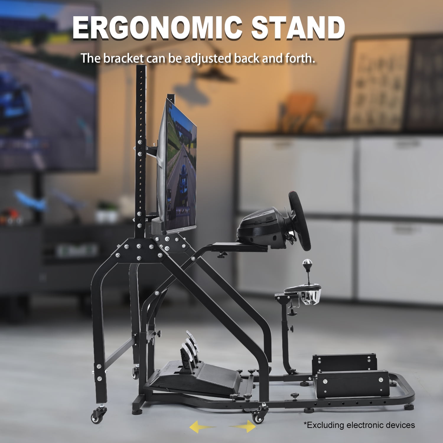 Marada Racing Simulator Cockpit with Single Monitor Mount (Black, 250 lb Capacity) f8cbe