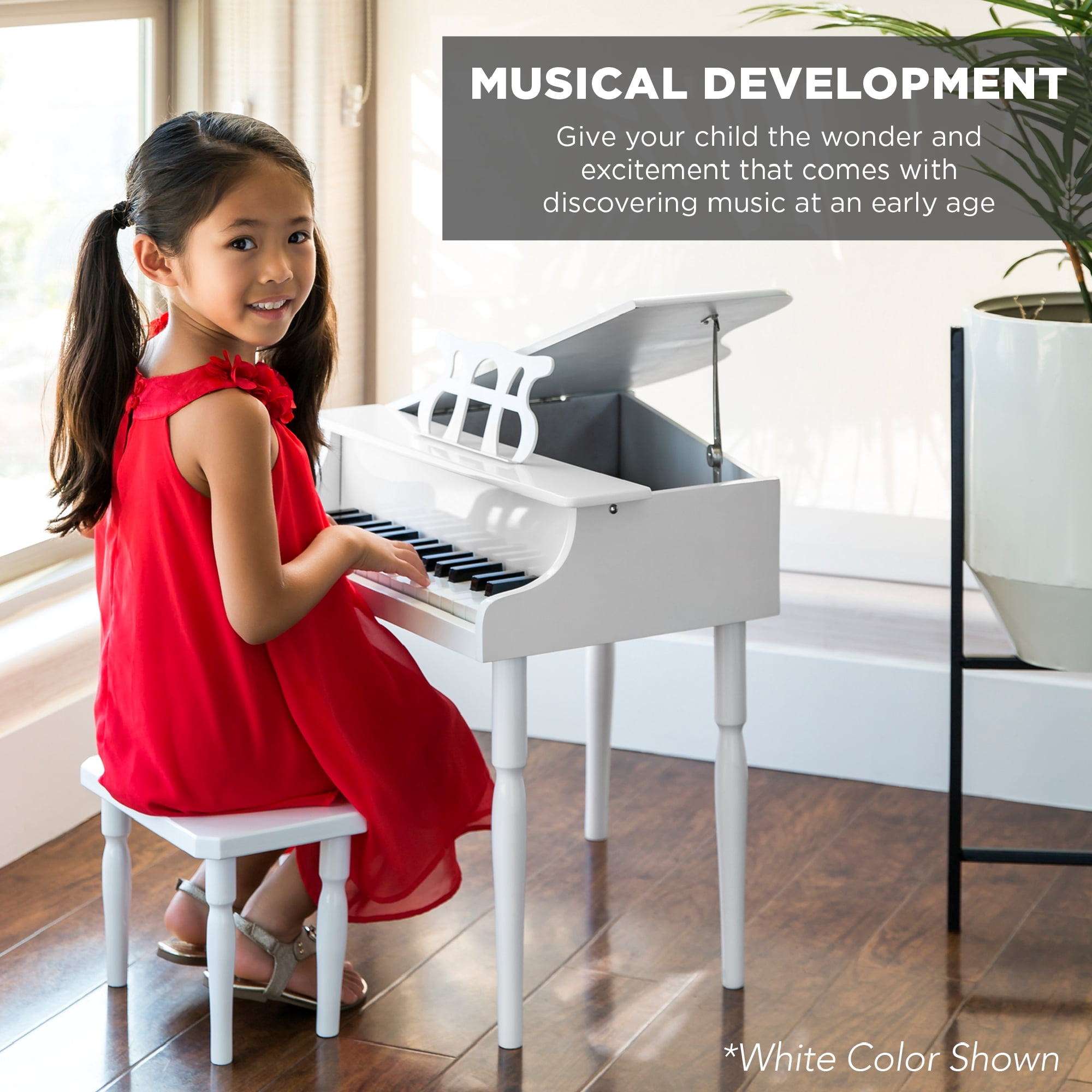 Best Choice Products Kids Classic 30-Key Mini Grand Piano with Bench and Music Accessories (Light Blue, 19.75 in x 19.75 in x 19.5 in) 12etf