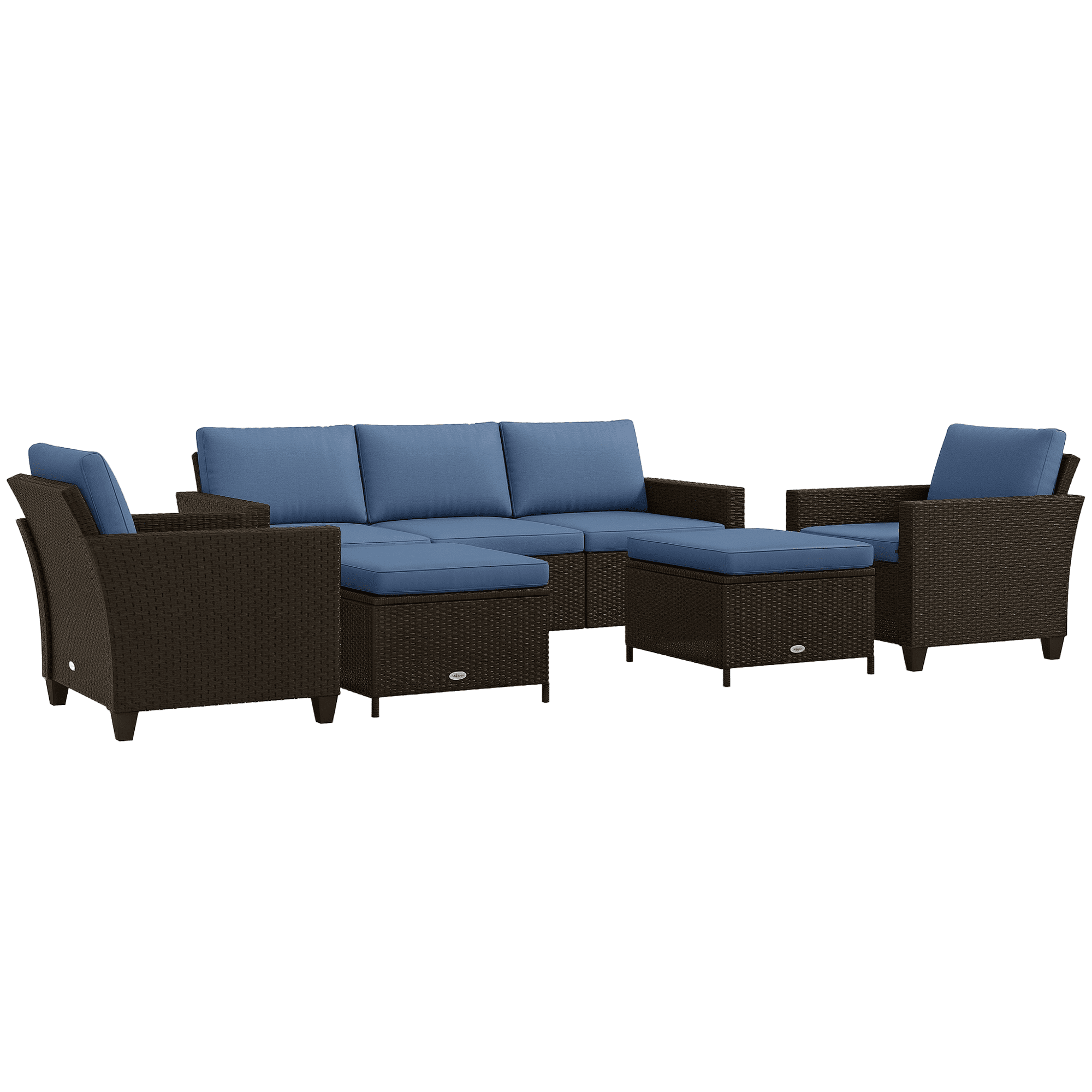 Outsunny 5 Piece Patio Furniture Set, Outdoor Wicker Conversation Sofa with Cushions (Deep Coffee, 5 Piece) 5vhvx