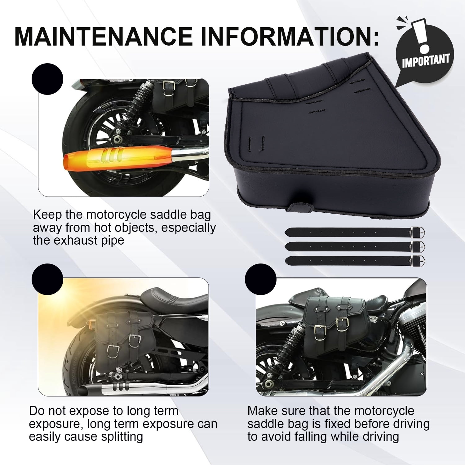 XiongXiong Motorcycle Saddlebags Waterproof PU Leather Side Panniers for Cruiser Biker (Black, 11.4 x 9.4 x 5.1 in, 1 Pair) p1sji