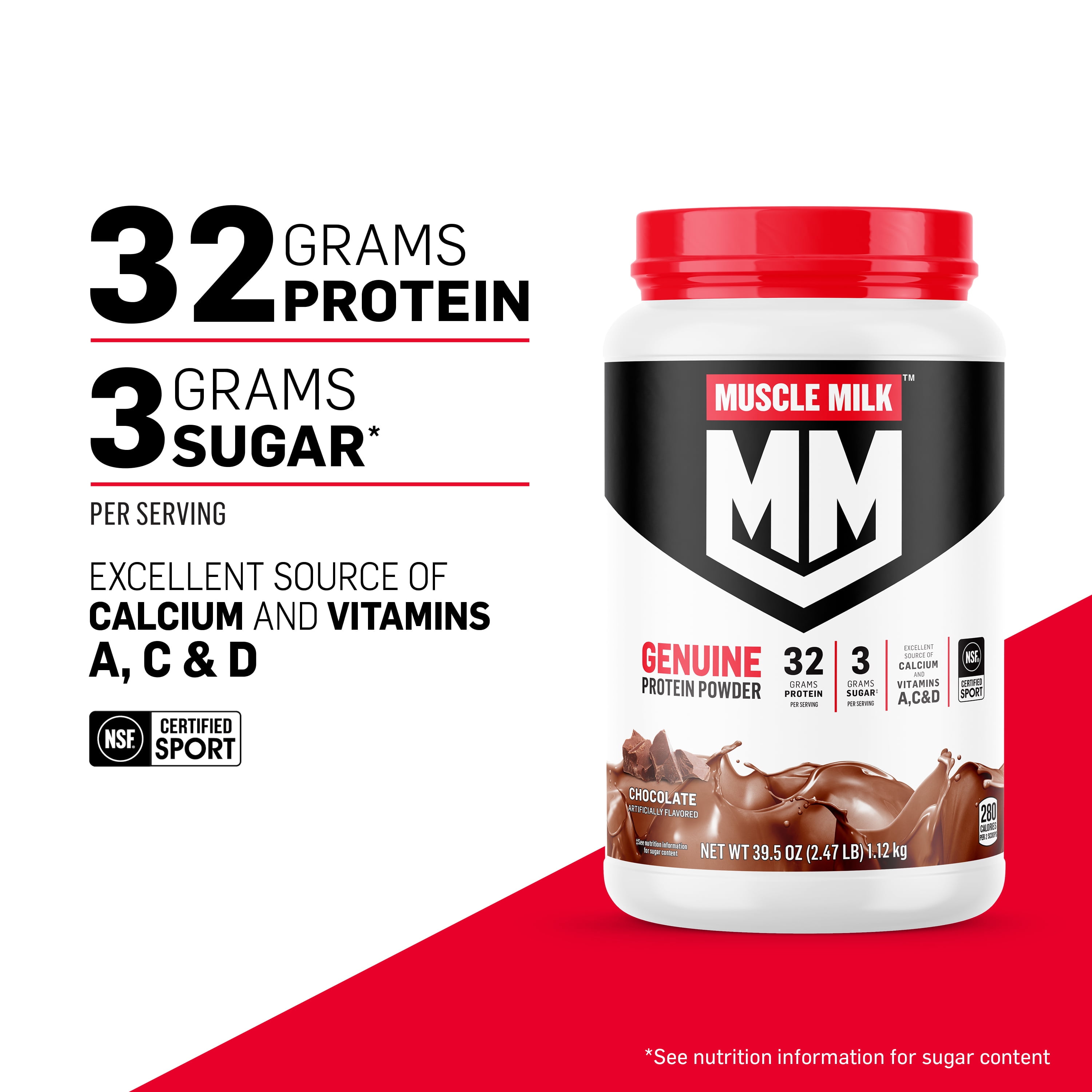 Muscle Milk Genuine Protein Powder, Vanilla Creme, Post-Workout Recovery & Muscle Support (Vanilla, 1.93 lb) t4zfd