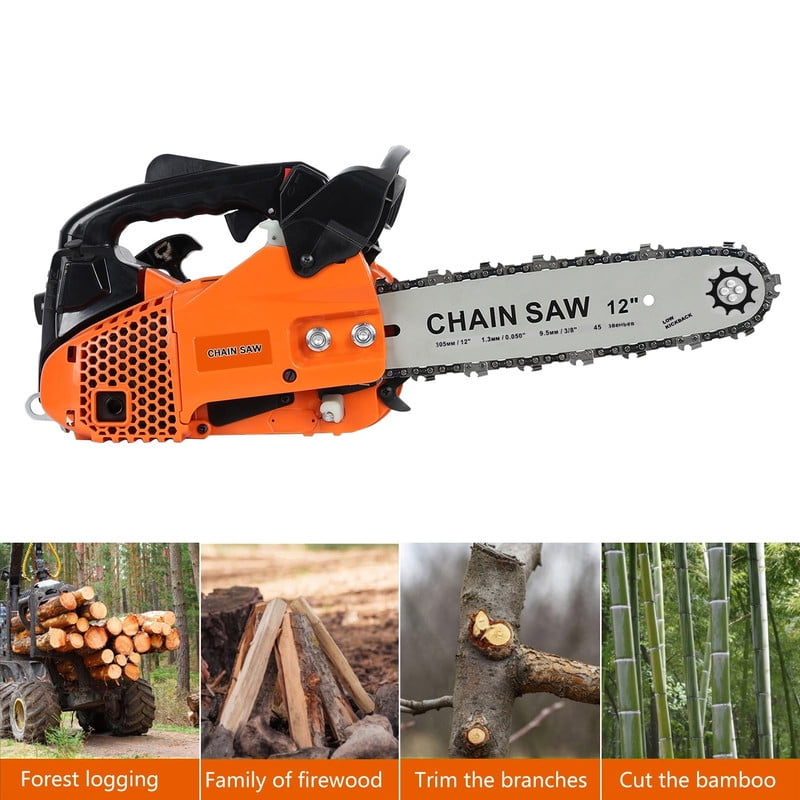 YNCE 25.4CC Gas Chainsaw, 12 Inch Power Chain Saw, 2-Cycle Gasoline Powered Garden Tool for Tree Cutting and Woodworking (12 in) eh4go