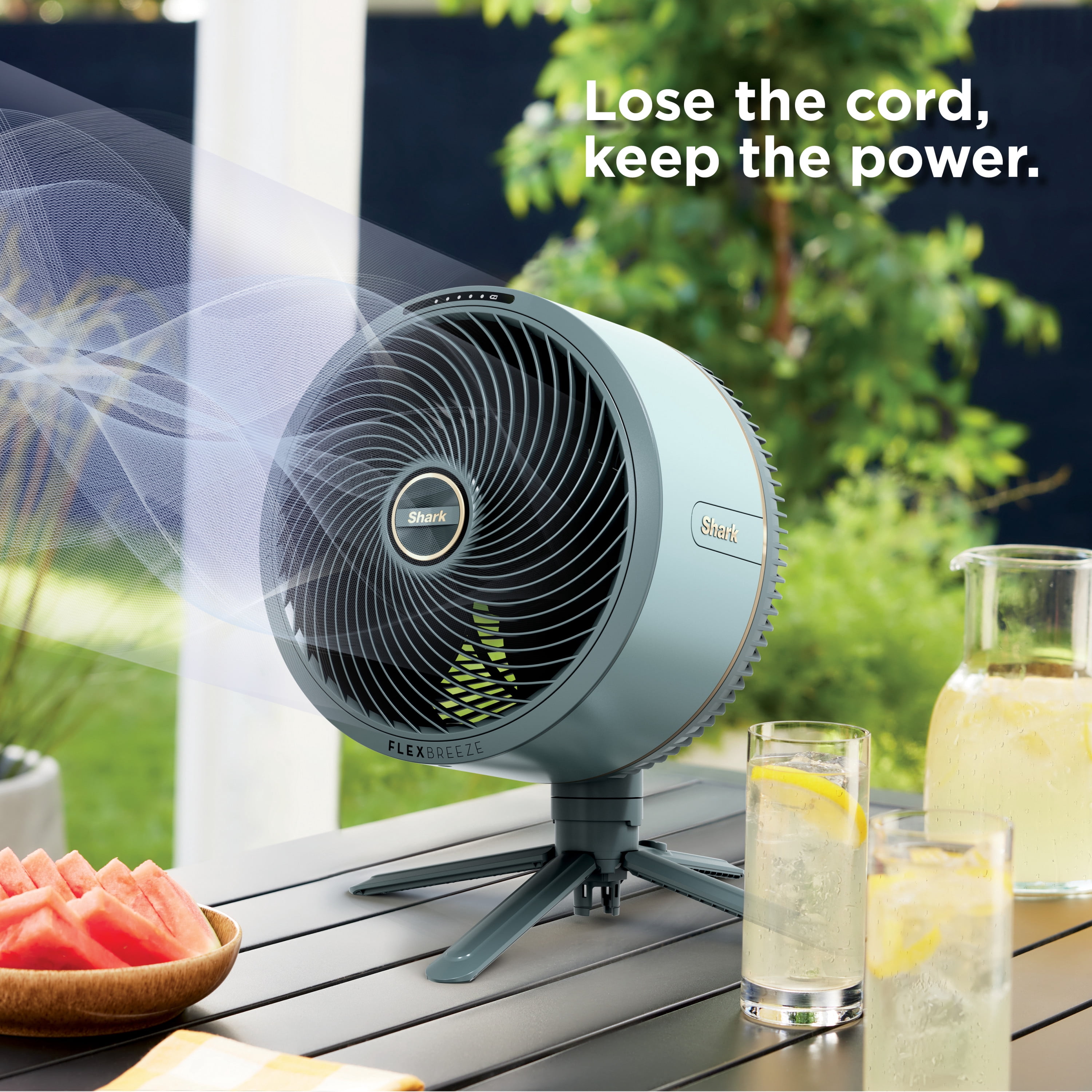 Shark FlexBreeze Portable Outdoor & Indoor Fan with InstaCool Misting Attachment (Grey, 13 lb) wr8bp