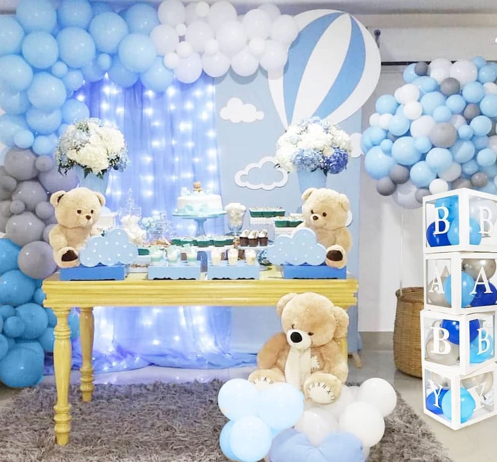 MMTX 142pcs Balloon Garland Arch Kit for Birthday Wedding Party Decoration (Blue, White, Gray, 142 Pieces) km4nq