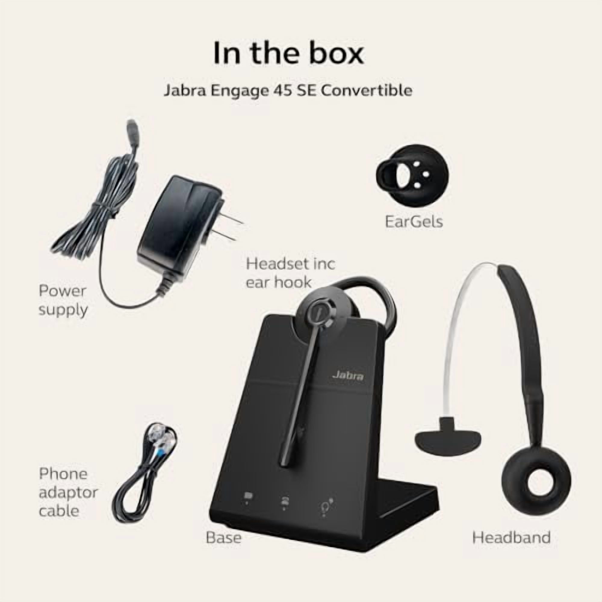 Jabra Engage 45 SE Professional Wireless Headset for Deskphones (Black, 1 Pack) hs4rs