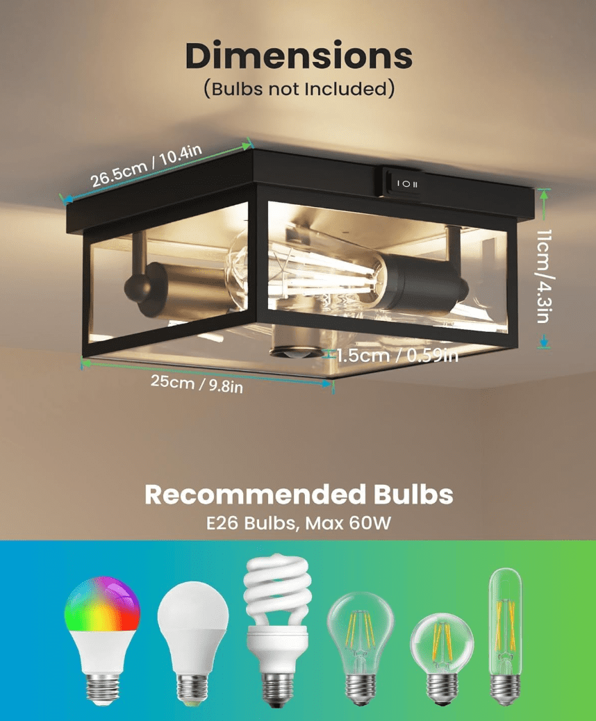 Craftersmark Outdoor Ceiling Light with Motion Sensor, Flush Mount Porch Light Fixture, Dusk to Dawn Exterior Lighting (Clear, 10.5 in) 8mueu