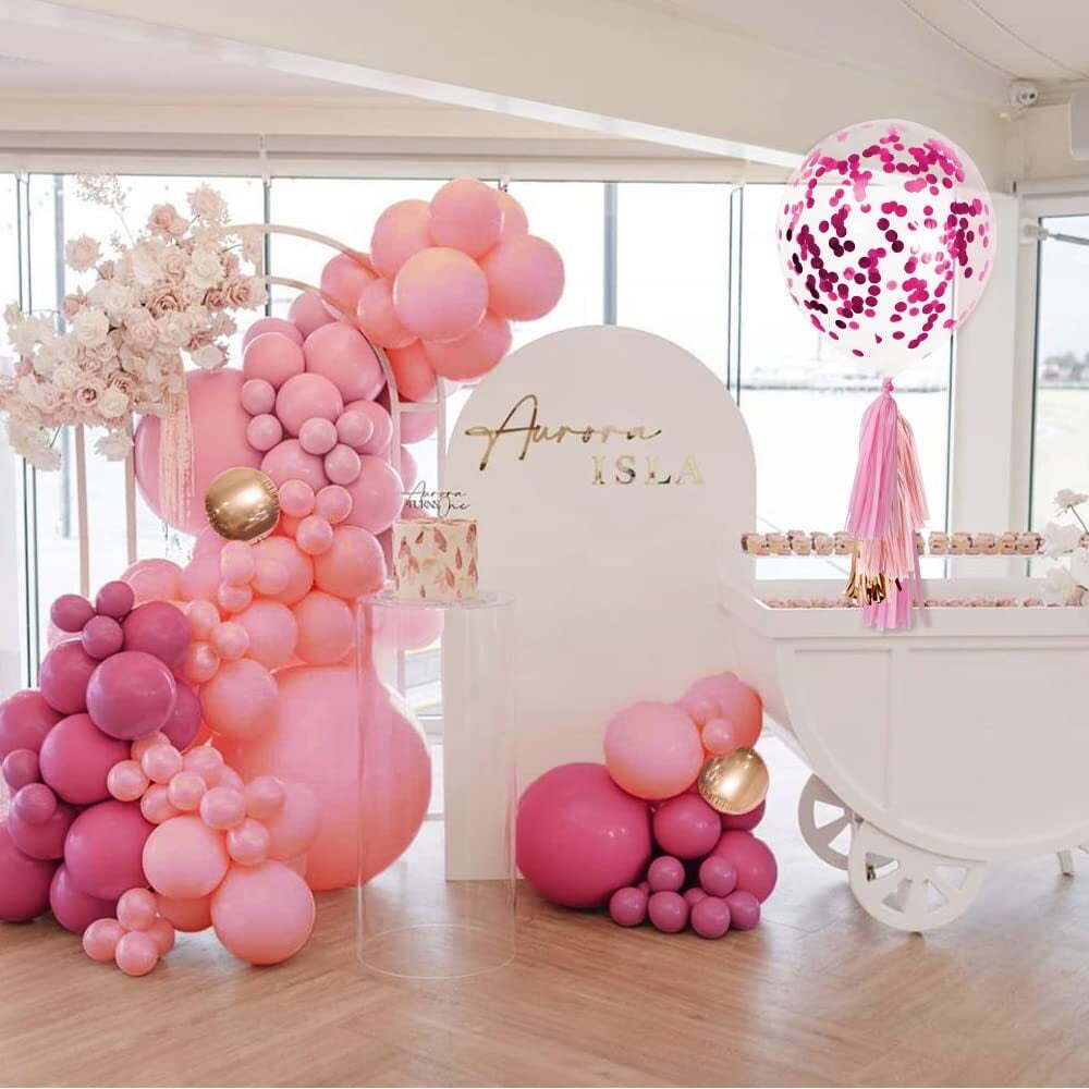 MMTX Pink Balloon Garland Arch Kit with Confetti and Rose Gold 4D Balloons for Party Decorations (86 Piece Set) en75q