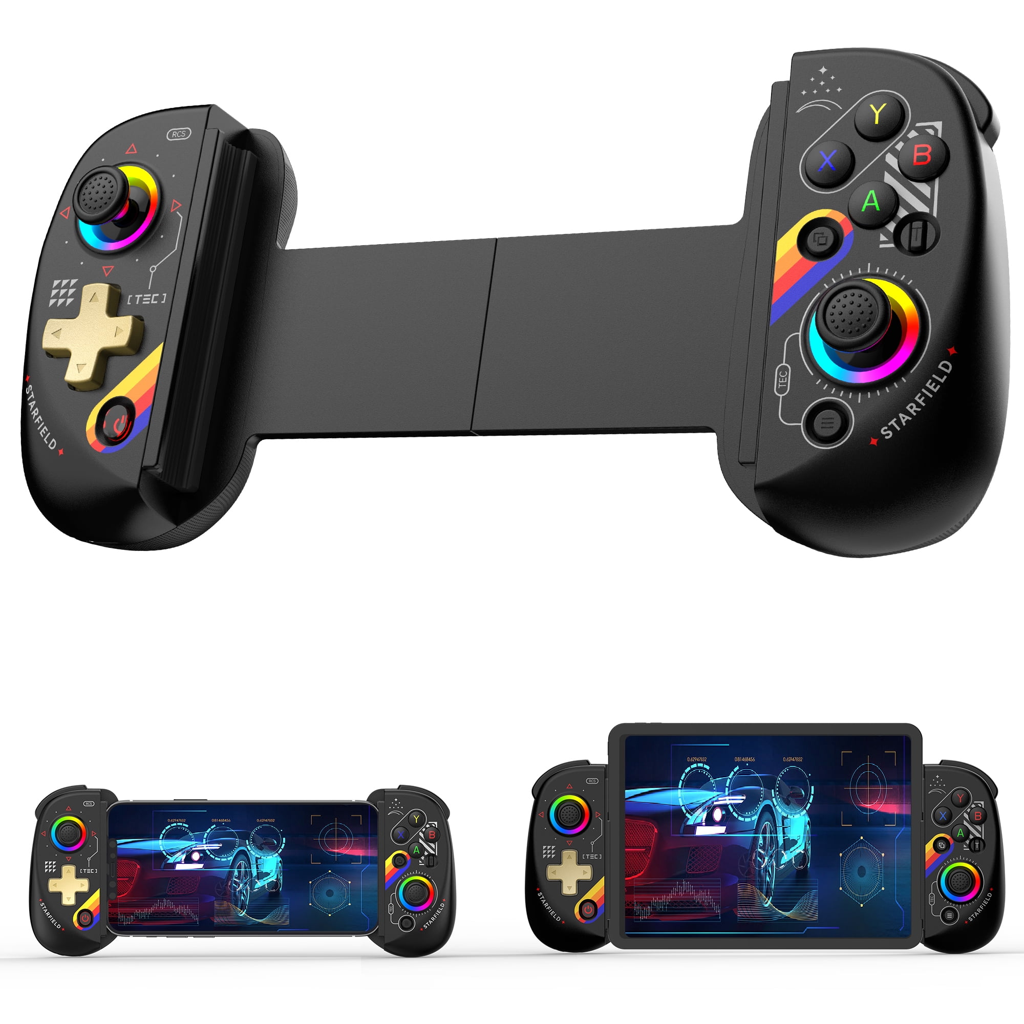 xbuyna Wireless Mobile Gaming Controller for iPhone iPad Android (Black, 10 in) 6576k