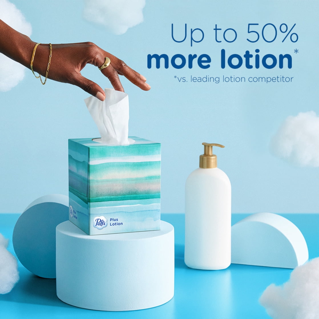 Puffs Plus Lotion Facial Tissues, Soothing 2-Ply Paper Tissues (White, 8 Cube Boxes, 576 Total Tissues) xpw0w