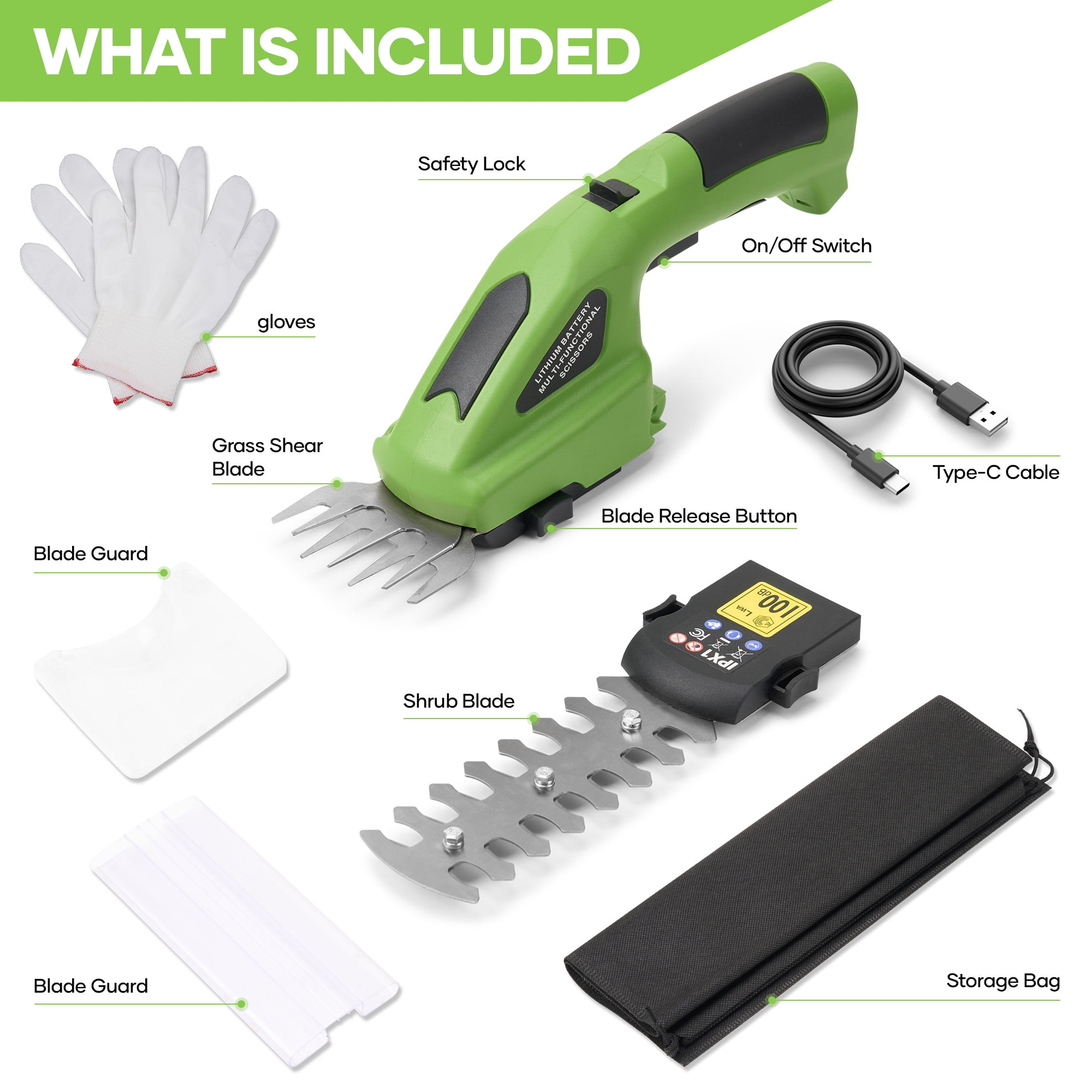 GASKY 2-in-1 Cordless Grass Shear and Hedge Trimmer (Green, 1.53 lb) cyzj5