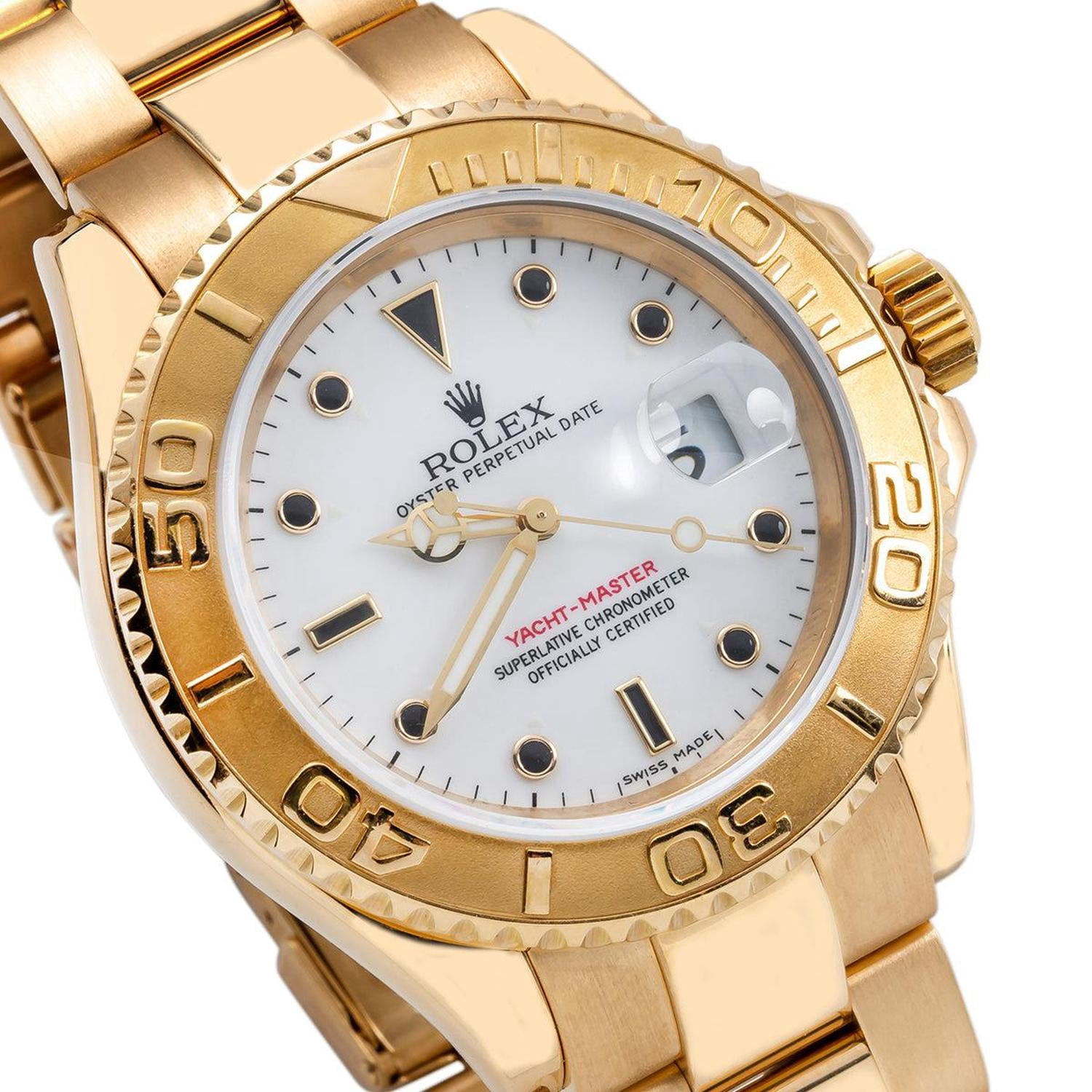 Rolex Yacht-Master 40mm 16628 Luxury Watch White Dial 18K Yellow Gold Oyster Bracelet (40mm) pa4dz