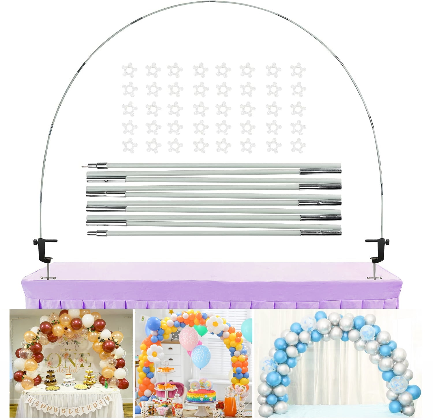 ILSZBKE Adjustable Table Balloon Arch Kit for Party Decorations (White, 12 ft) 9la07