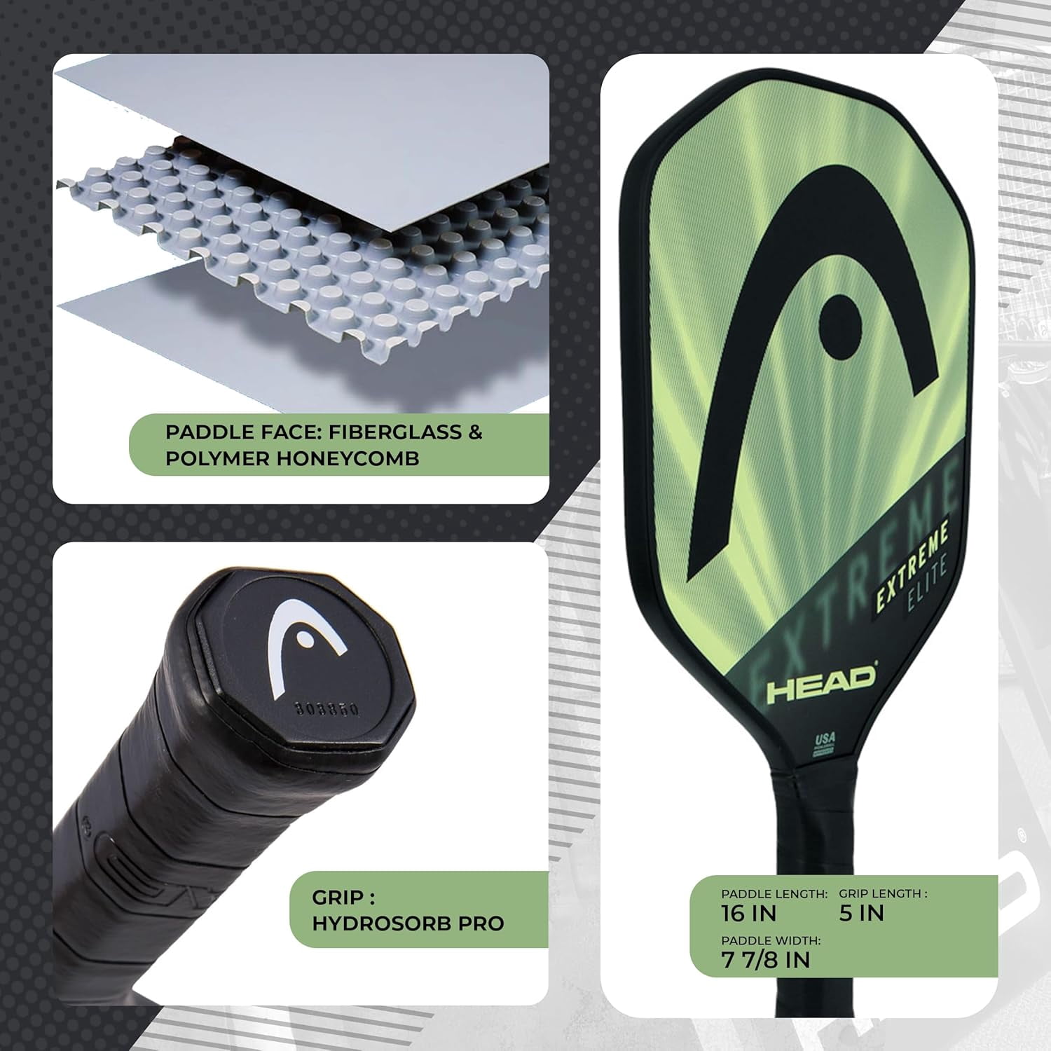 HEAD Extreme Elite Pickleball Paddle (Black, 7.8 oz) 5n42f