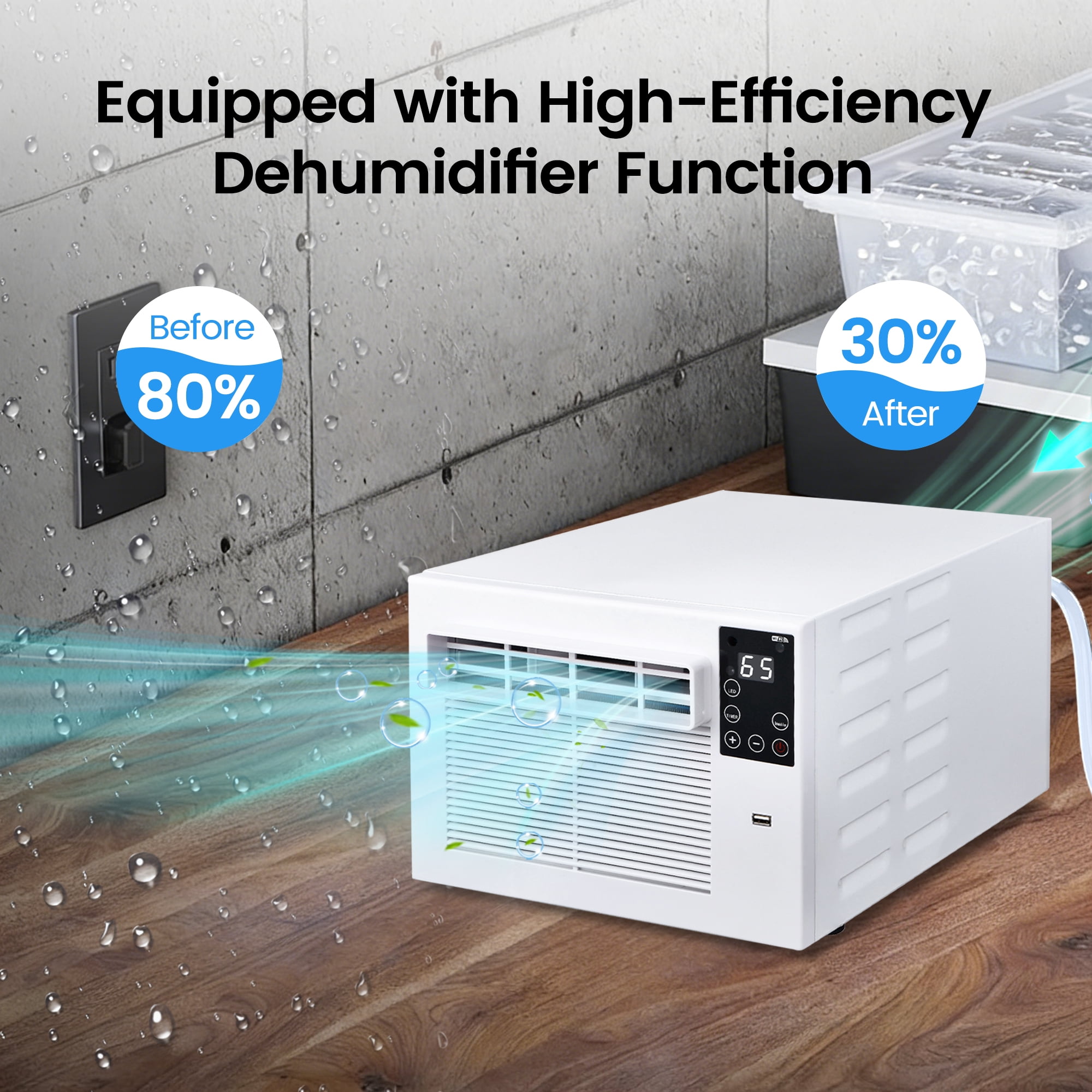 Edendirect Portable Air Conditioner 2300 BTU Compact Cooling Unit with Remote and Dehumidifier (White, 45 sq. ft.) p4zl9