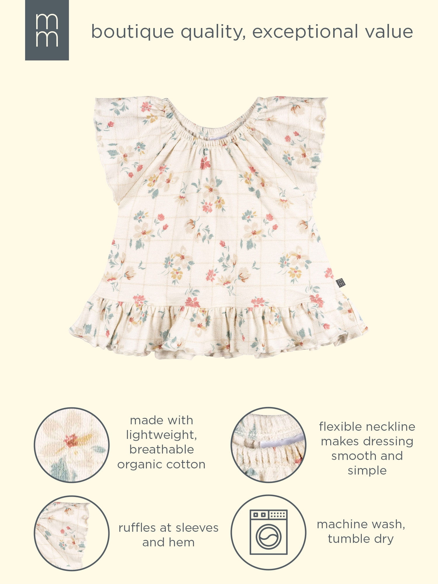 Modern Moments by Gerber Toddler Girl Organic Cotton Top and Short Outfit Set (Blue, 4-Piece) 56frj