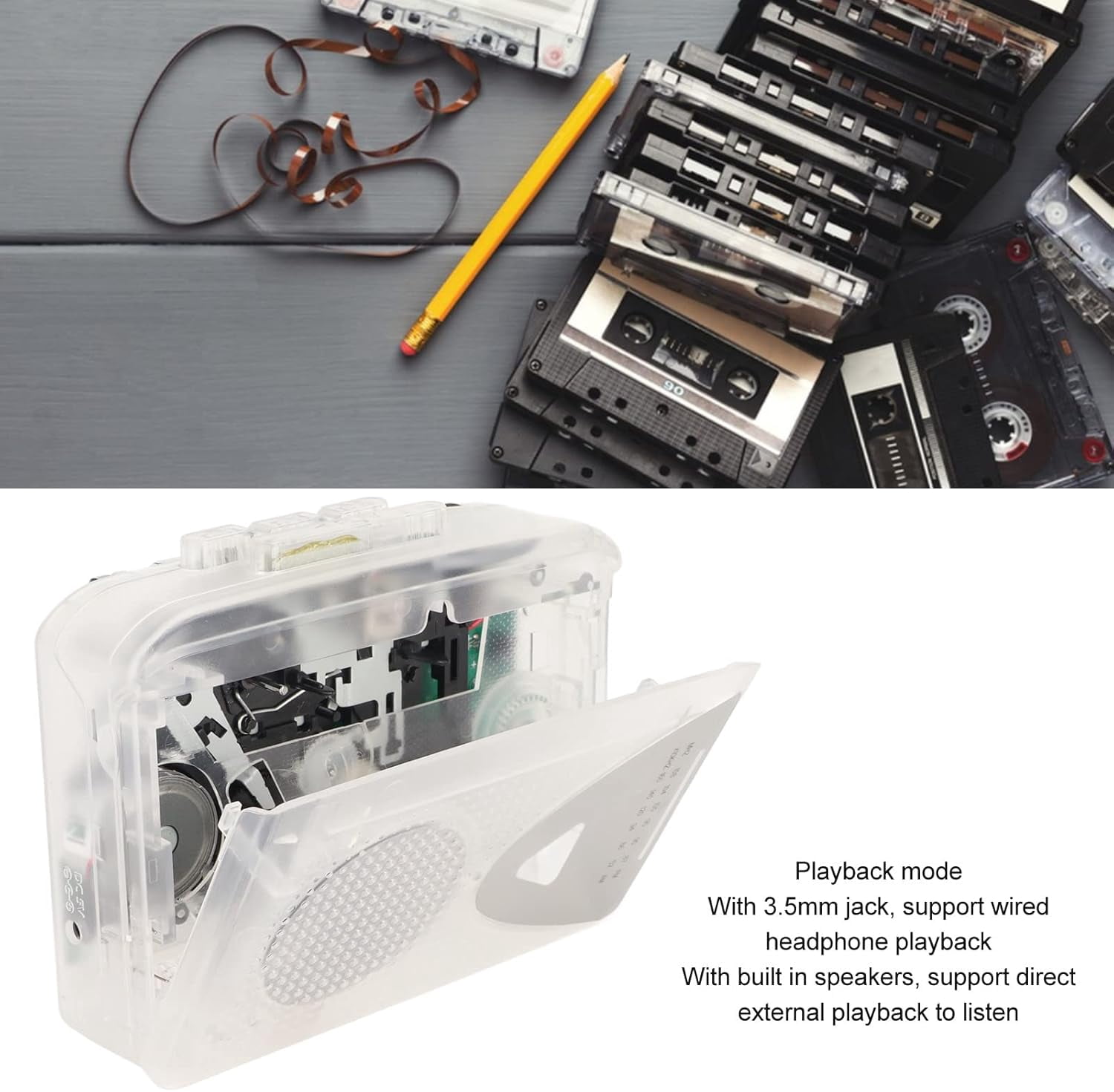 Meikoko Portable Cassette Player and AM/FM Radio with MP3 Converter (White, 1 Pack) bghj4