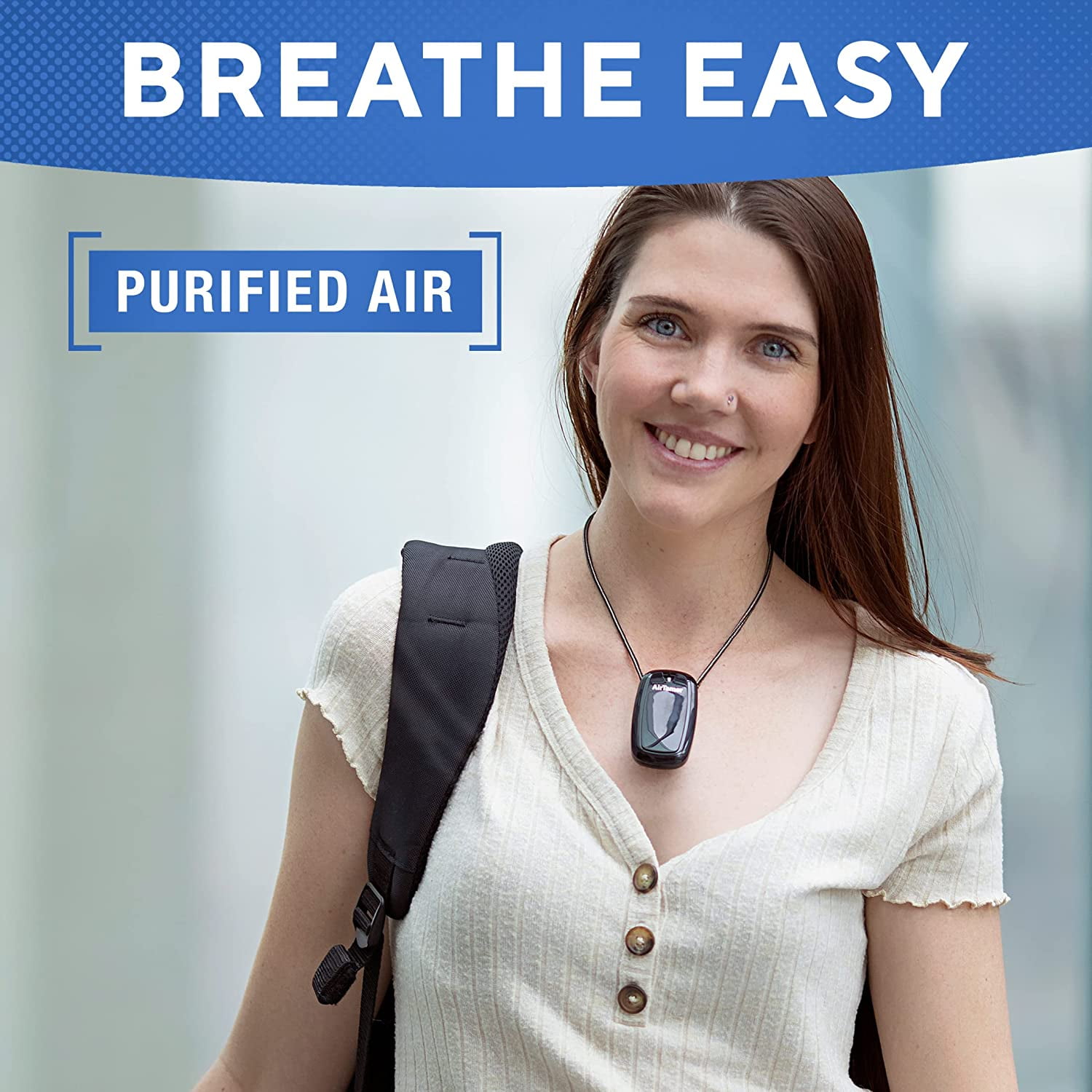 AirTamer A315 Rechargeable Personal Air Purifier, Portable Wearable Ionic Air Cleaner (Black, 1 Unit) kqo5s