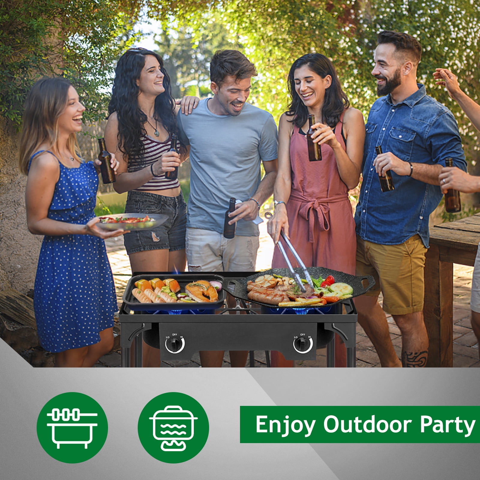 Ktaxon 2-Burner Outdoor Camping Stove Portable Propane Grill Stand (31 in x 16 in x 30 in) r66bi