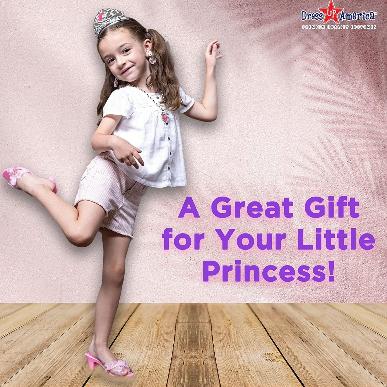 Dress Up America Princess Dress Up Set for Girls, Includes Play Shoes, Tiaras, and Jewelry (One Size) 4wco0