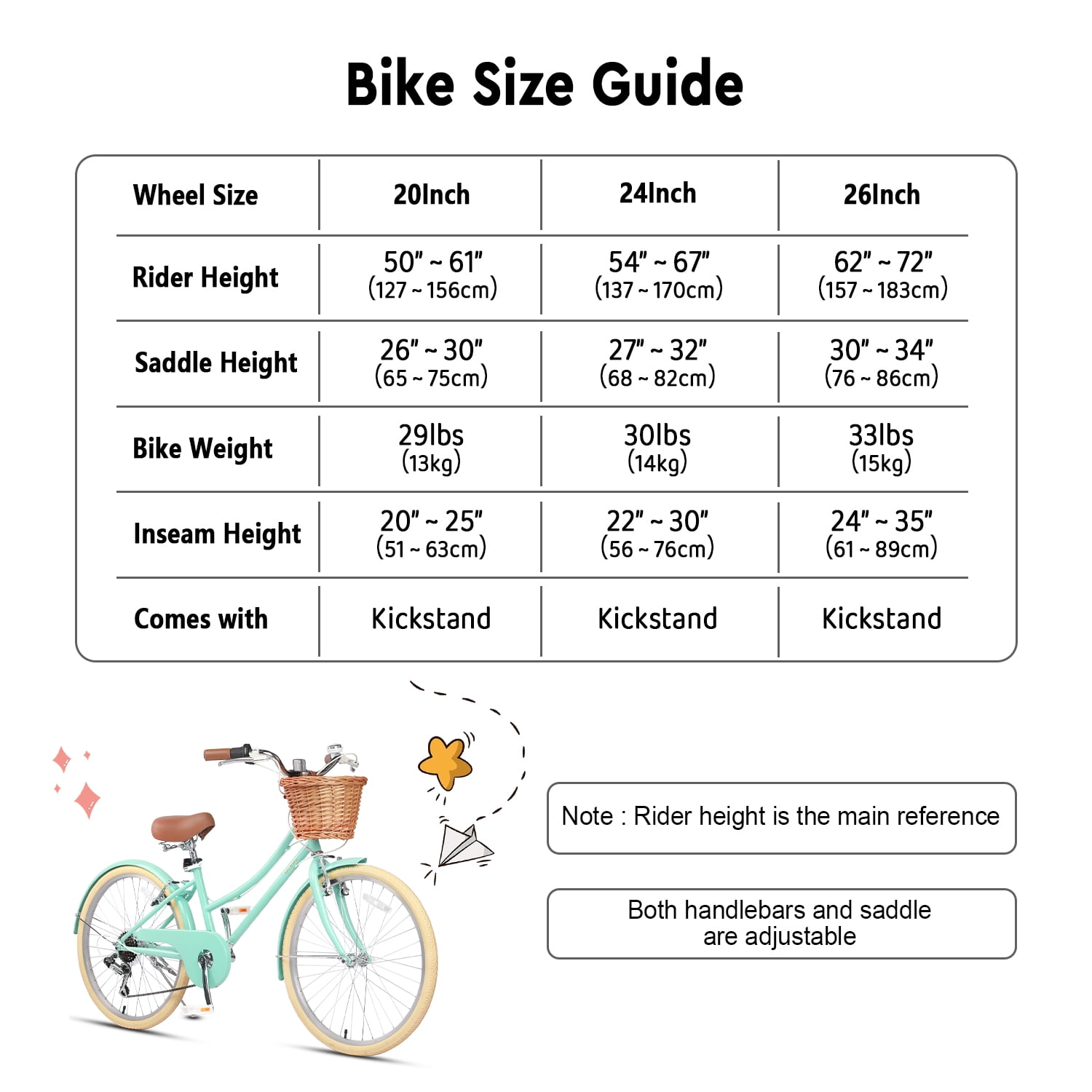 Glerc Missy 24 in Girls Cruiser Bike 6-Speed Hybrid Bicycle (Mint Green, 24 in) j9hl7