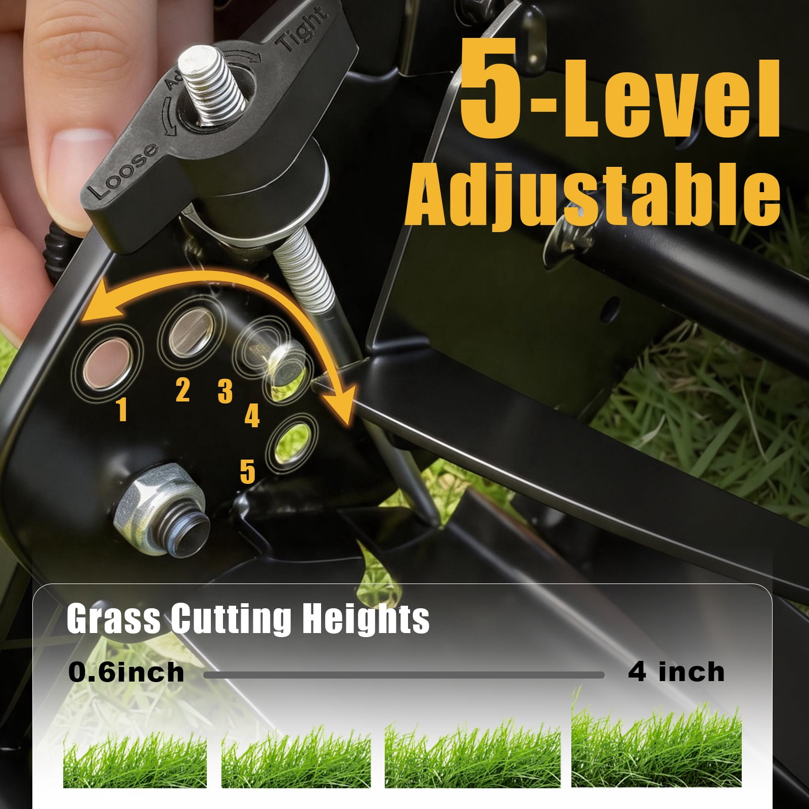 Grass One Manual Reel Push Lawn Mower with 5-Blade System (Black, 14 in) vq7ul