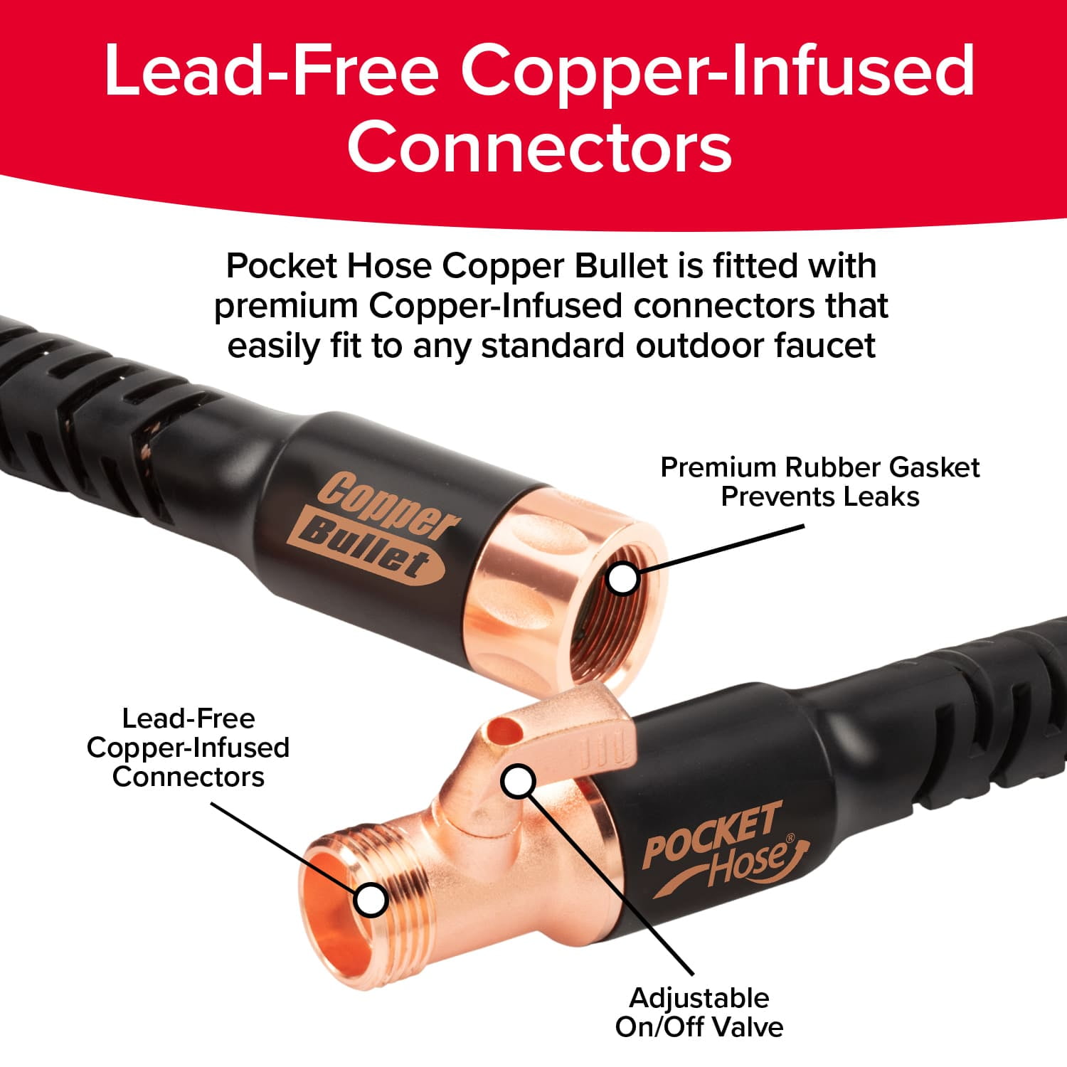 Pocket Hose Copper Bullet Expandable Garden Hose with Thumb Spray Nozzle (50 ft) aqsli