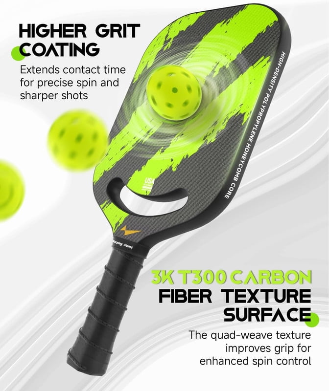 Warping Point Ascent Pickleball Paddle (Green, 4.9 in Handle) w89sn