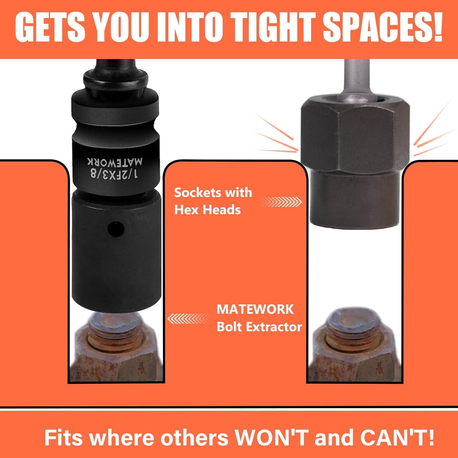 Matework 17-Piece Impact Socket Adapter and Universal Joint Set (1/4 in, 3/8 in, 1/2 in Drive) xv7x6