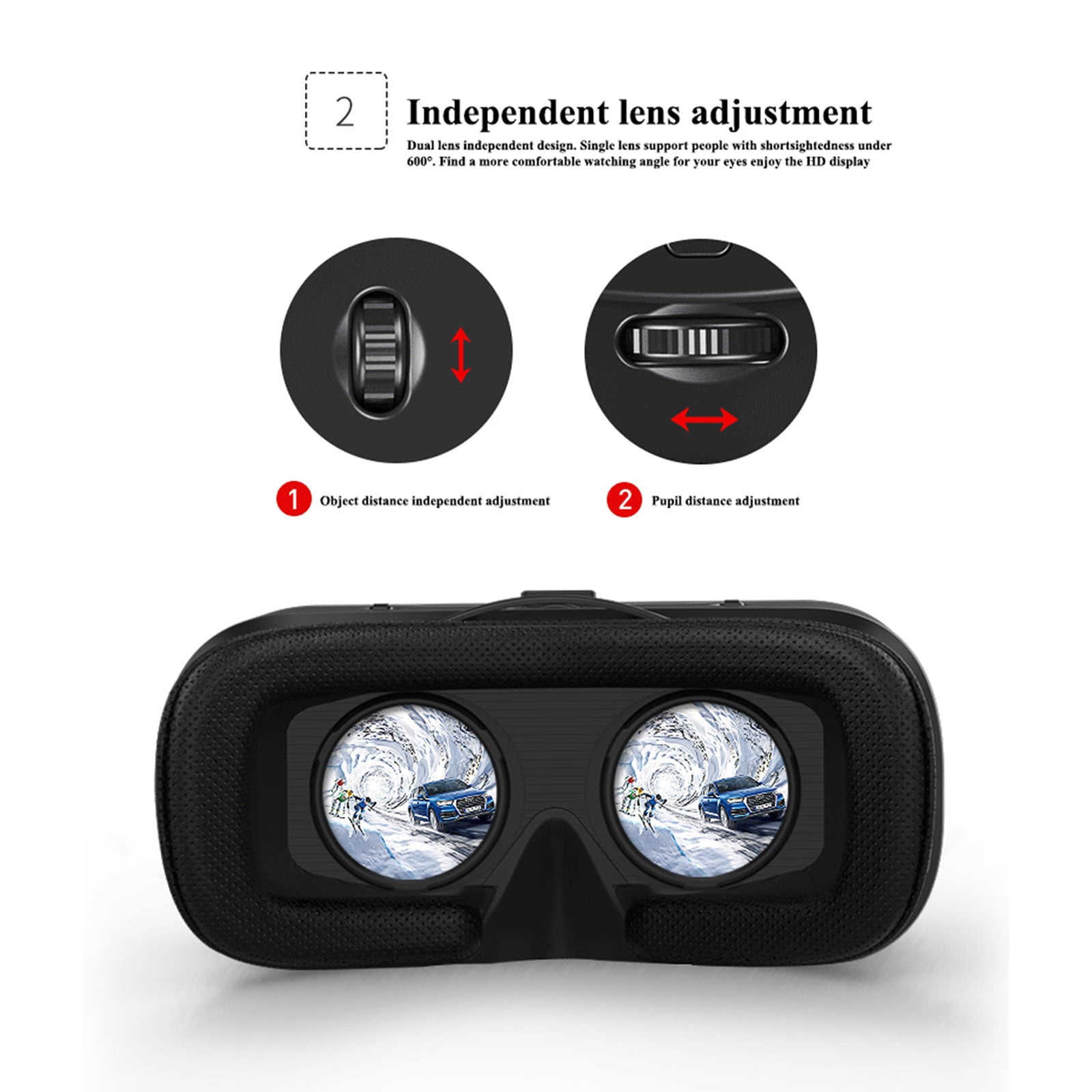 Uscallm Virtual Reality VR Headset for Smartphones, Immersive 3D Gaming and Movie Glasses (Black, One Size) 1oex0