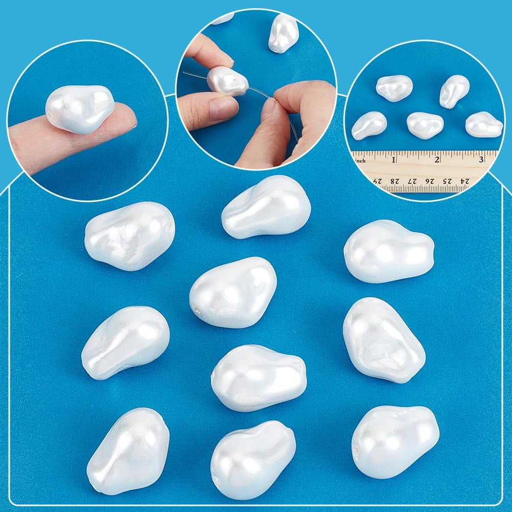 Hobbspring Electroplated Glass Imitation Pearl Beads for Jewelry Making (White, 10 Pieces) wb8ex