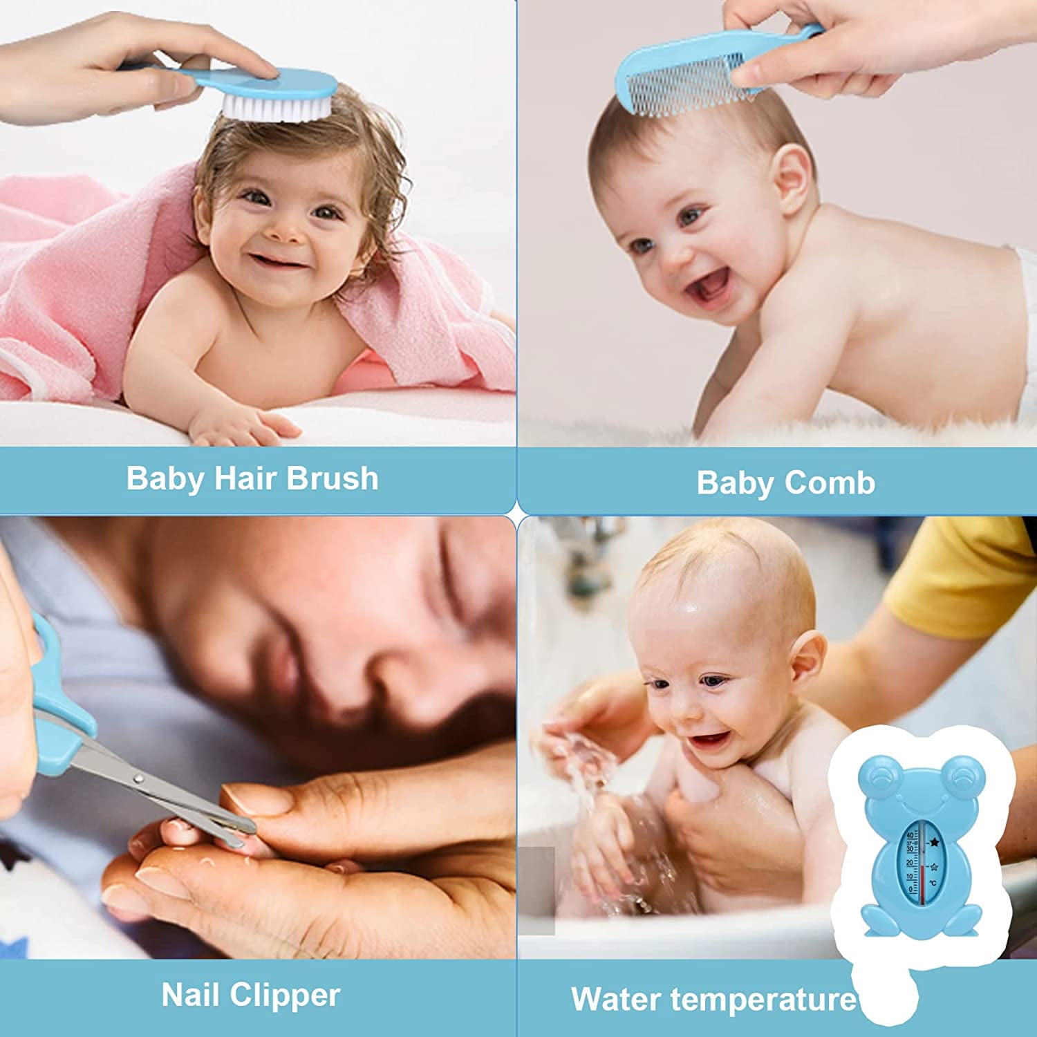 Byseng 23-in-1 Baby Healthcare and Grooming Kit - Newborn Nursery Essentials Set (Blue, 1 Set) 3ystn