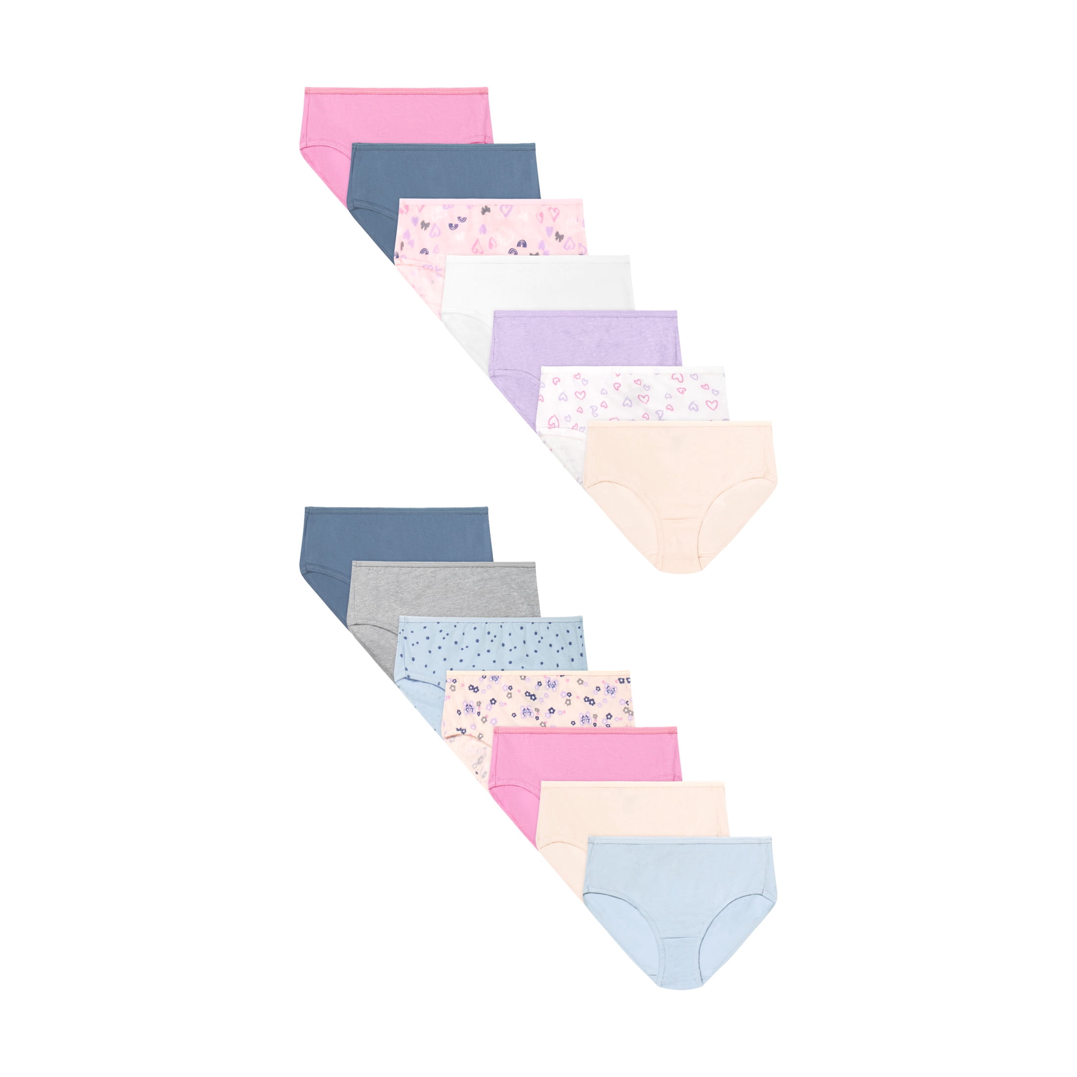 Hanes Girls Cotton Brief Underwear (Assorted Colors, 14-Pack) te19u