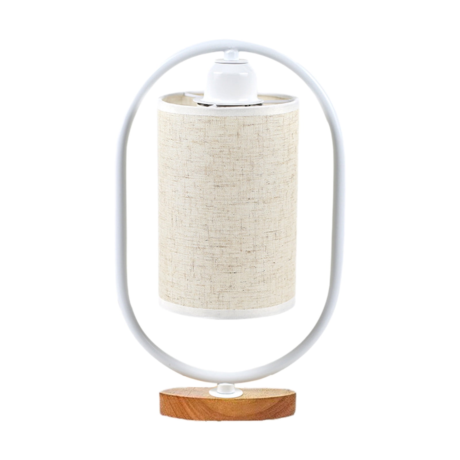100Fens Table Lamp 3-Way Dimmable Nightstand Light with Flaxen Fabric Shade and Solid Wood Base (LED Bulb Included) no6c7