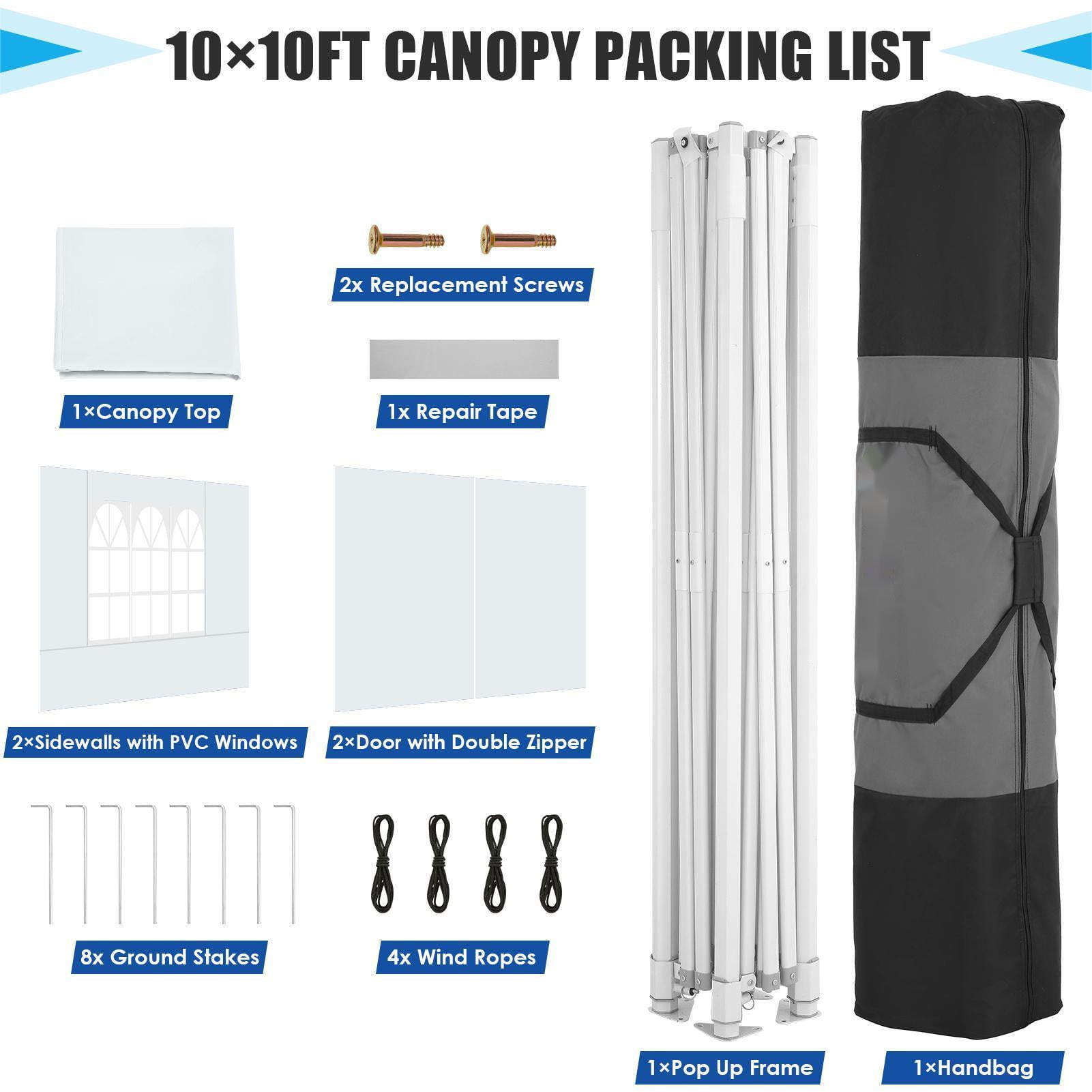 COBIZI 10x10 Heavy Duty Pop Up Canopy Tent with 4 Sidewalls, Commercial Instant Waterproof Shelter, UV 50+ Protection (White, 10x10 ft) zvpd3