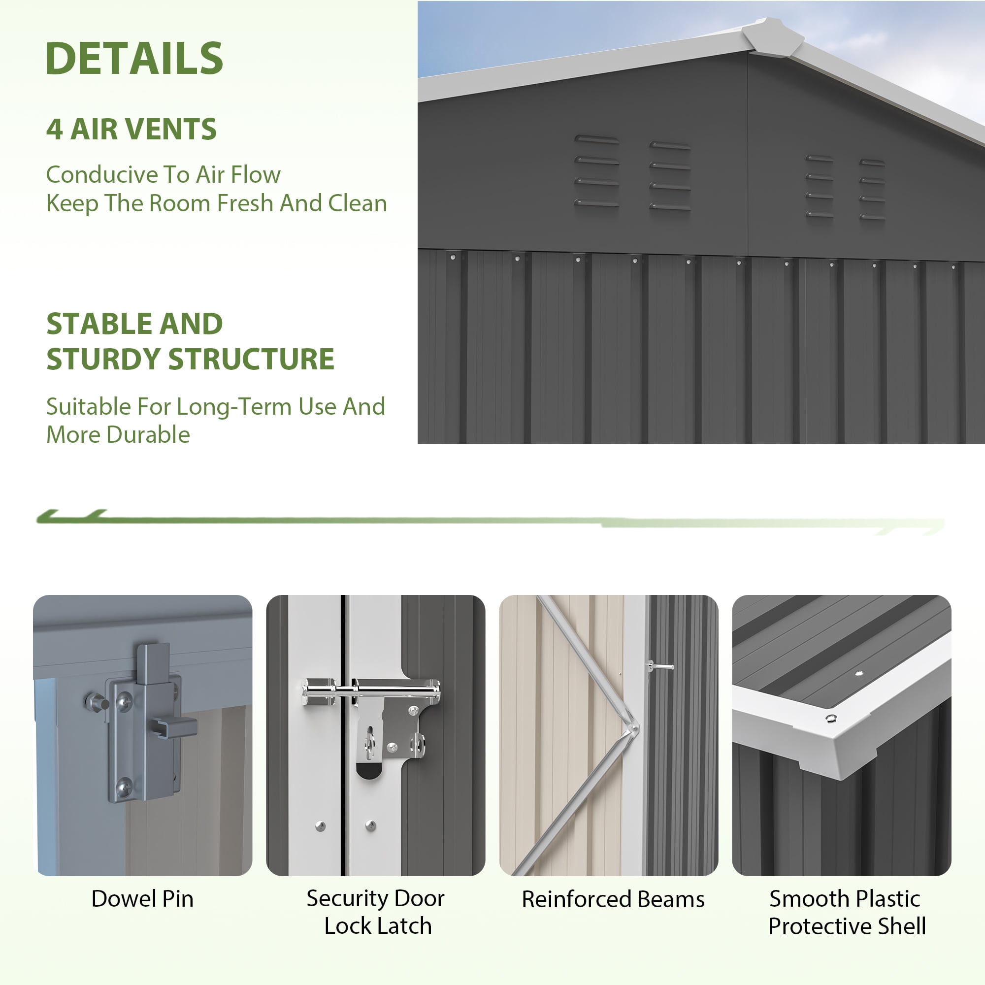 LZBEITEM 12 ft x 10 ft Outdoor Storage Shed with Floor Frame and Window (Gray) 137l9