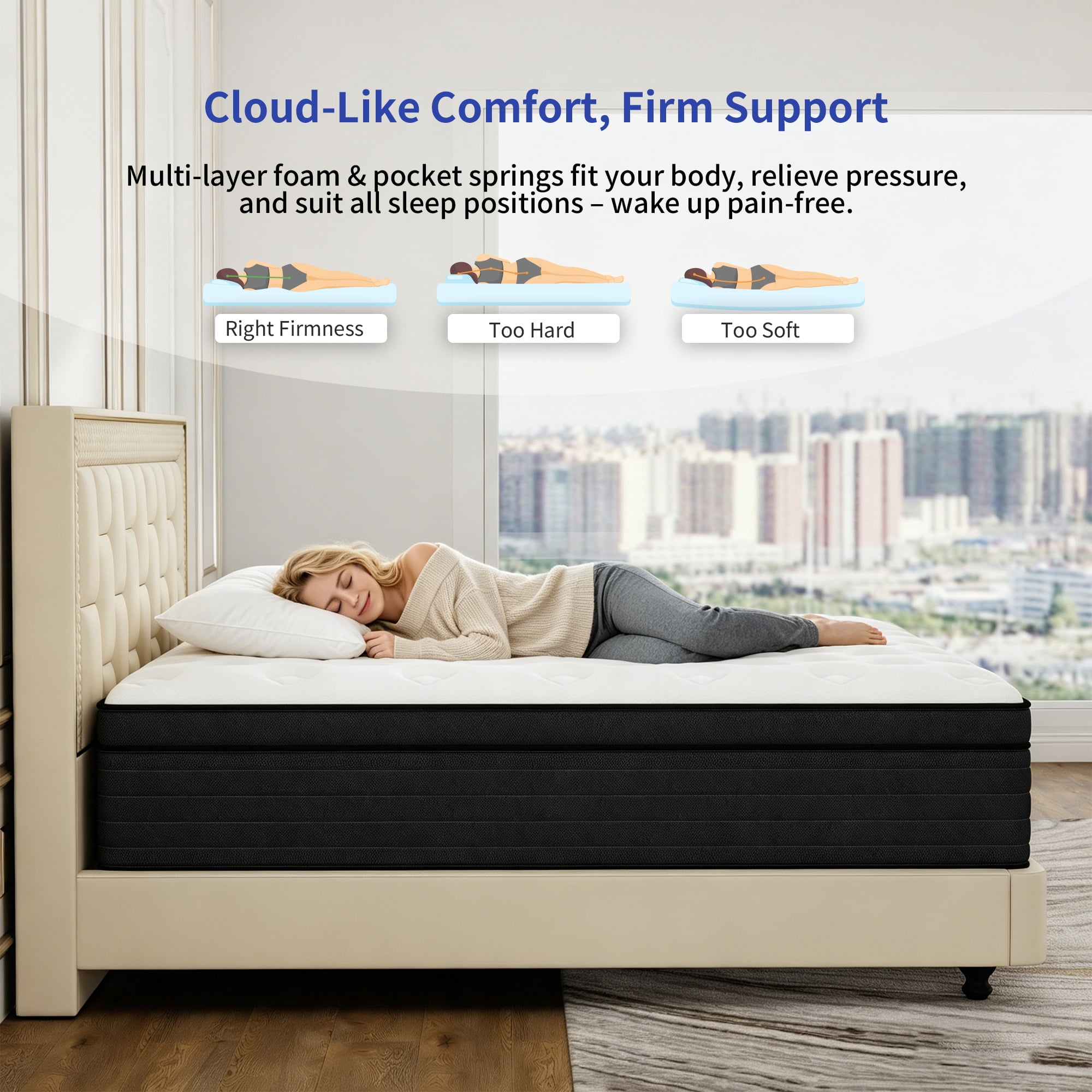 Yilicy 12 inch Queen Mattress, Gel Memory Foam & Spring Hybrid Medium Comfort Mattress (Queen, 12 in) hngg0
