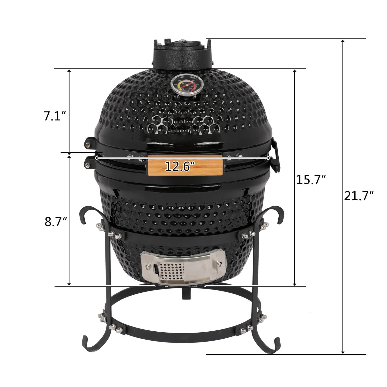 Zimtown Charcoal BBQ Grill, Ceramic Heat-Insulated Outdoor Cooking Station (Black, 13 in) 2p3uw